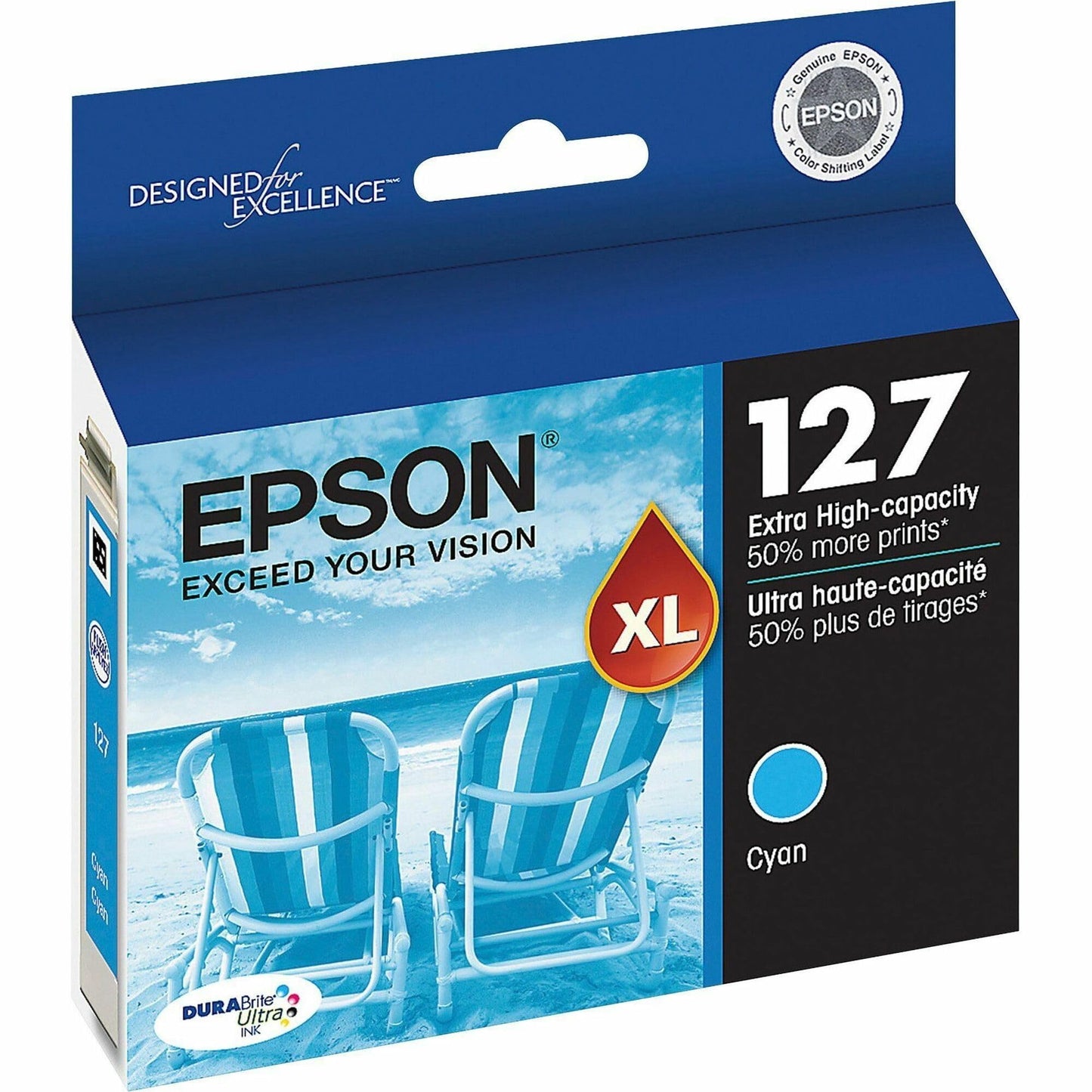 EPSON 127 DURABrite Ultra Ink Cyan Cartridge For NX-530, NX-625, WF-3520, WF-3530,WF-3540,WF-545, WF-60, WF-630, WF-633, WF-635, WF-645, WF-7010, WF-7510, WF-7520, WF-840, WF-845(Packaging May Vary)