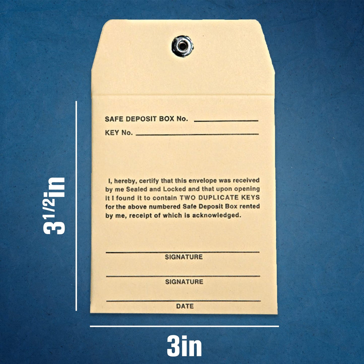 BankSupplies Manila Envelopes | 3W x 3.5H | Pack of 300 | Safe Deposit Box Key Envelope | Standard Imprint | Sand Background | Permanent Lock Style | Small Shipping Envelopes