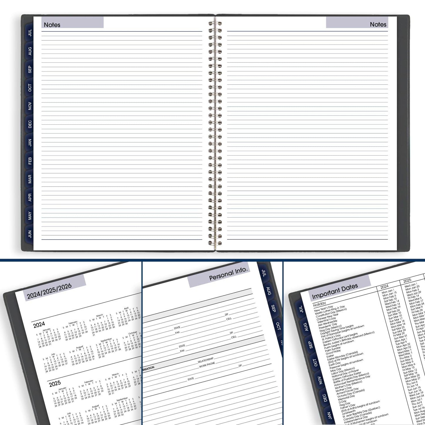AT-A-GLANCE Planner 2024-2025 Academic, Weekly & Monthly Appointment Book, 8-1/2" x 11", Large, DayMinder, Charcoal (AYC52045)