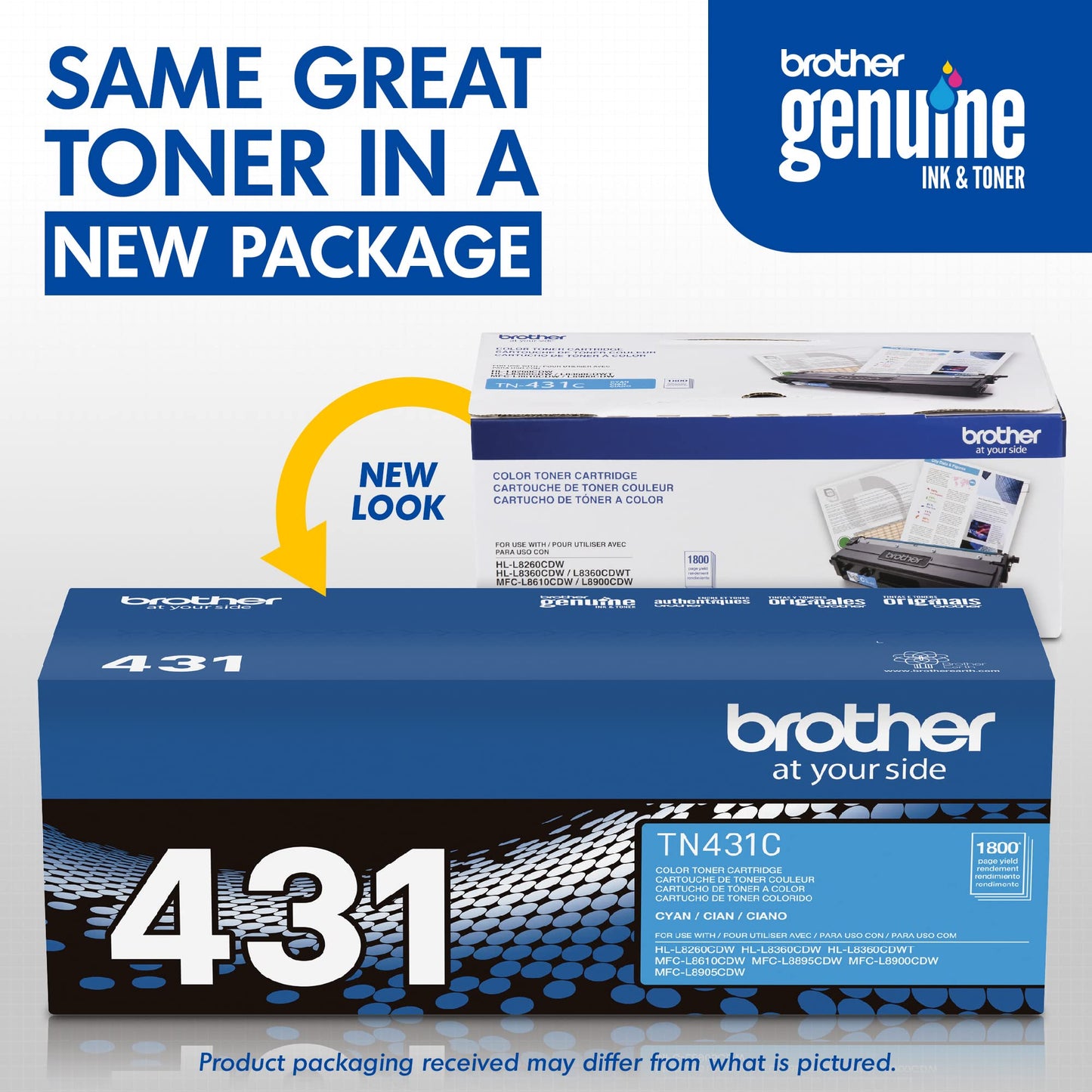 Brother Printer TN431C Standard Yield Toner-Retail Packaging, Cyan