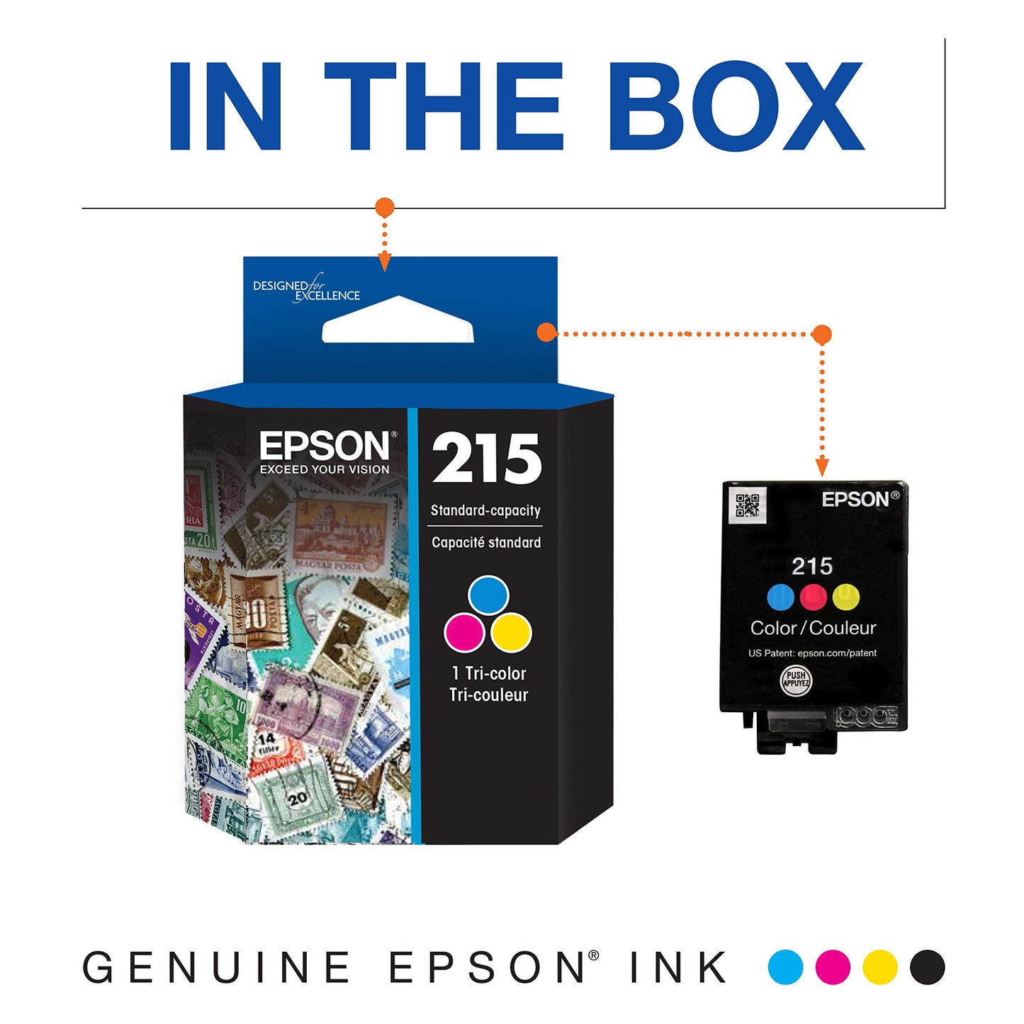 Epson T215 -Ink Standard Capacity Tricolor -Cartridge (T215530-S) for Select Workforce Printers (Pack of 2)