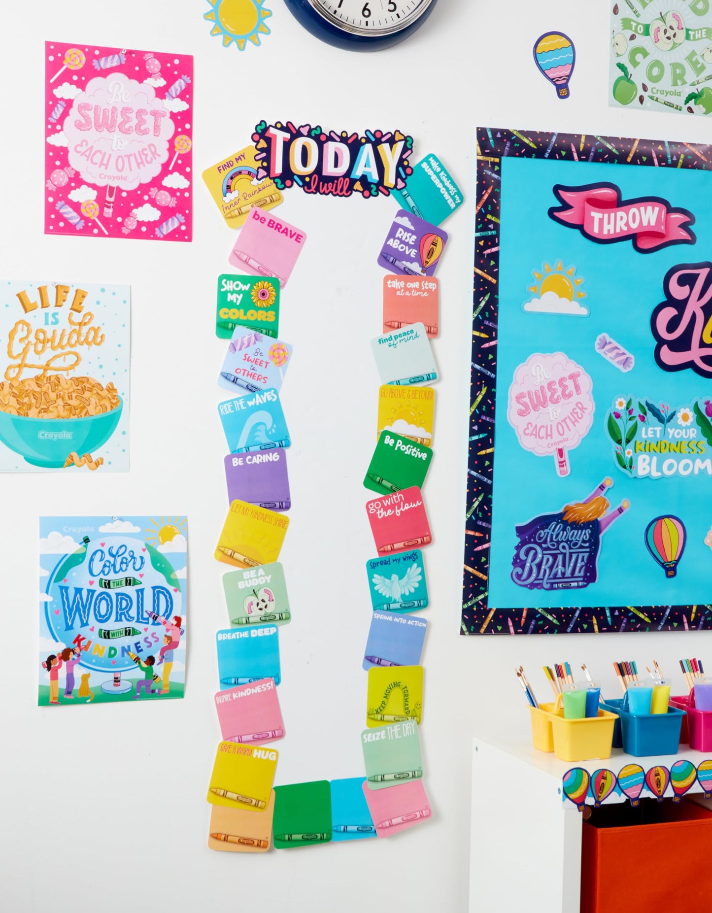 Eureka Crayola Colors of Kindness Mini Classroom Poster Set for Teachers, 11" x 14", 8 Pieces