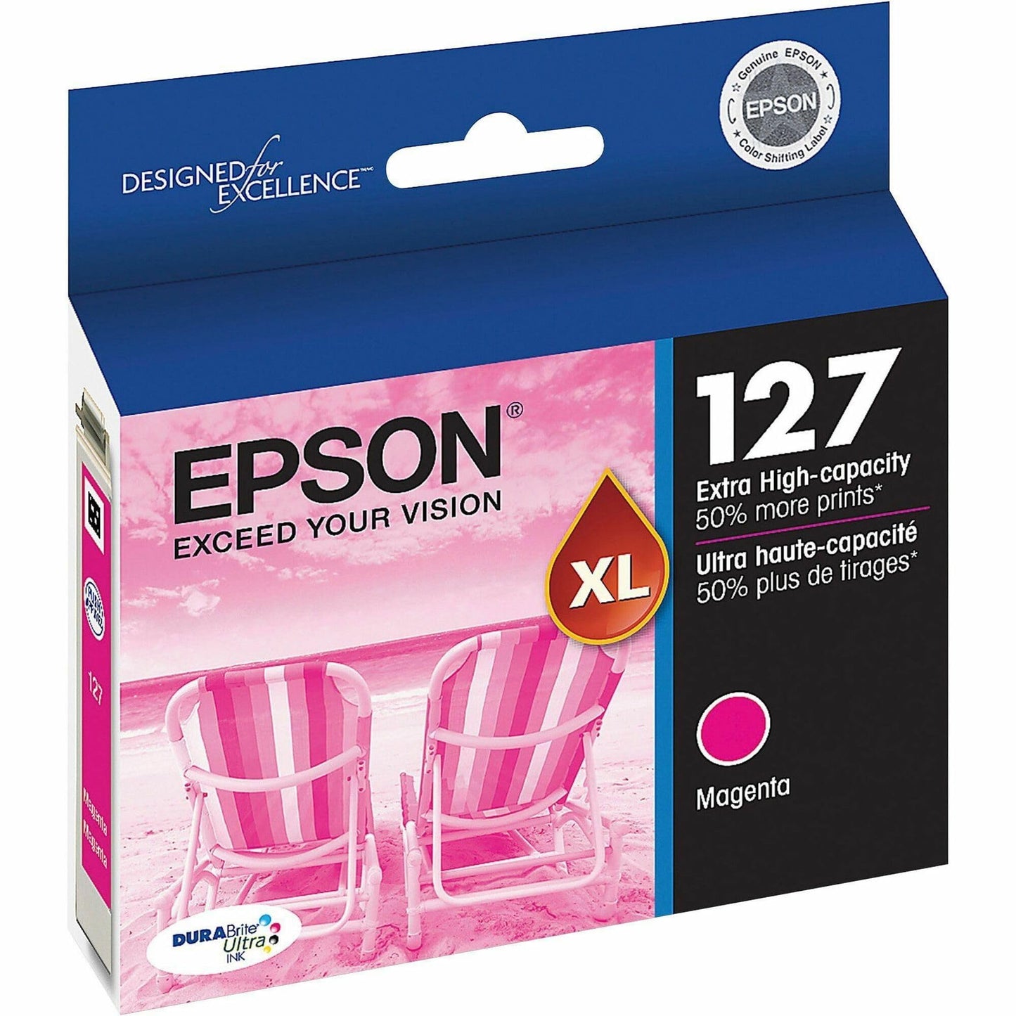 EPSON 127 DURABrite Ultra Ink Magenta Cartridge For NX-530, NX-625, WF-3520, WF-3530, WF-3540, WF-545, WF-60, WF-630, WF-633, WF-635, WF-645, WF-7010, WF-7510, WF-7520, WF-840, WF-845