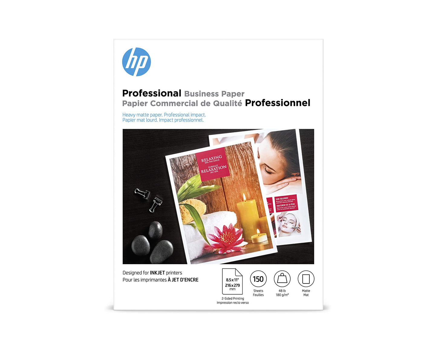 HP Professional Business Paper, Matte, 8.5x11 in, 48 lb, 150 sheets, works with inkjet printers (CH016A)