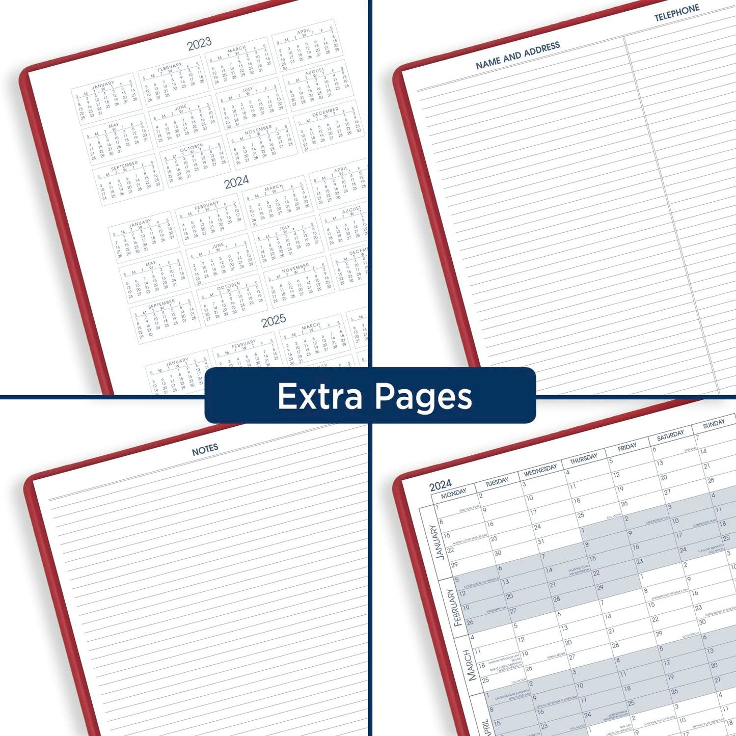 AT-A-GLANCE Fashion 2024 Monthly Planner, 9" x 11", Large, Red (702501324)