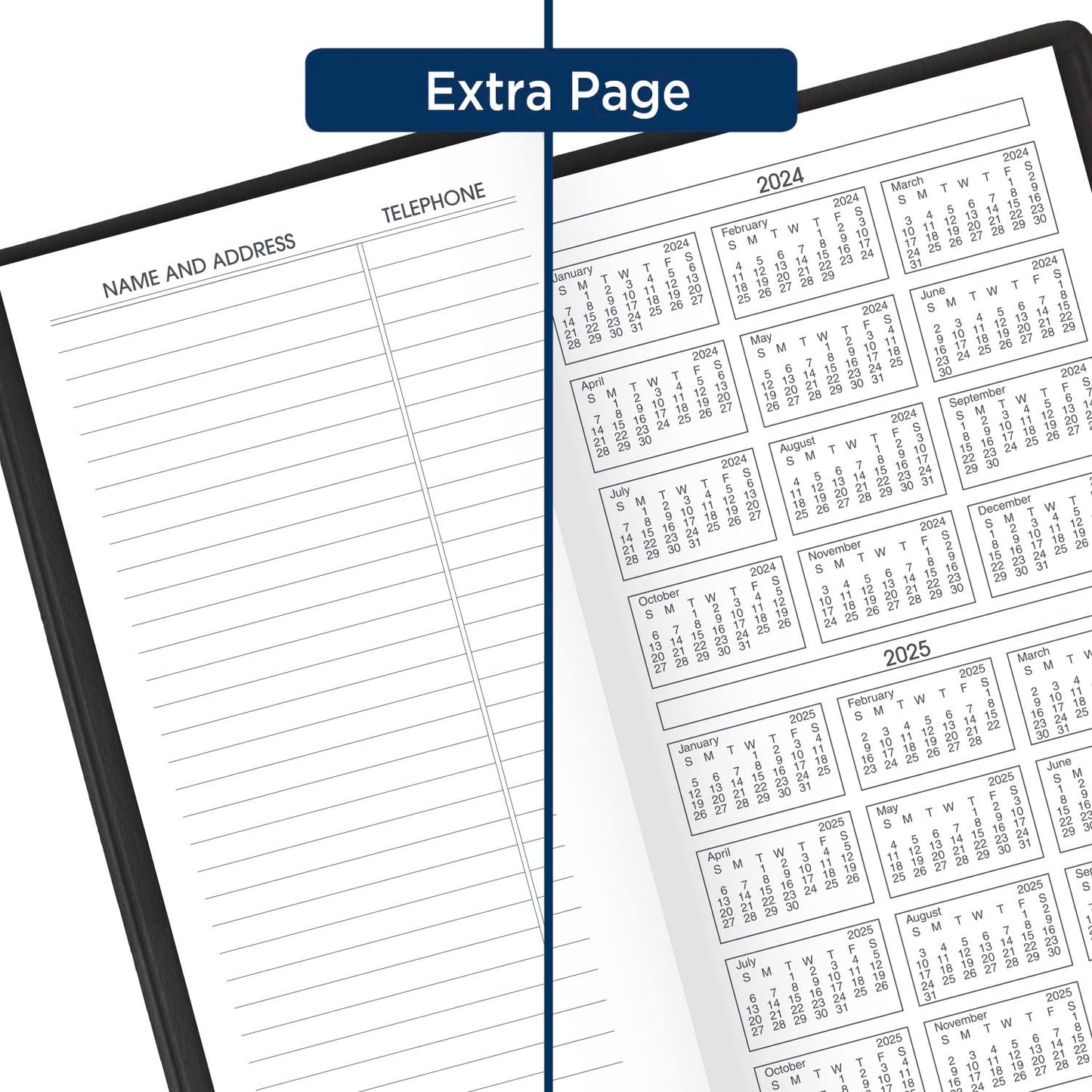 AT-A-GLANCE 2024-2025 Pocket Calendar, 2 Year Planner, 3-1/2" x 6", Pocket Size, Black (700240524)