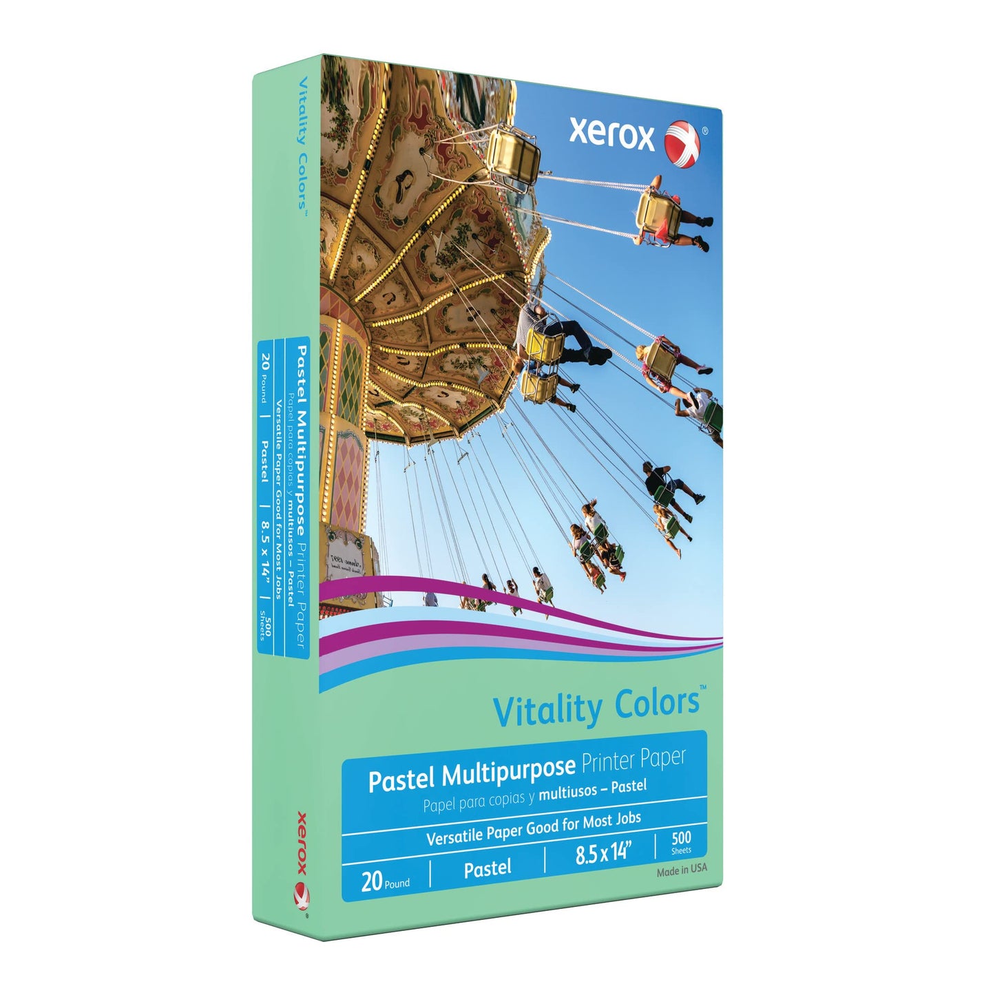 Xerox® Vitality Colors™ Multi-Use Printer & Copy Paper, 1 Ream, Green, Legal (8.5" x 14"), 500 Sheets Per Ream, 20 Lb, 30% Recycled