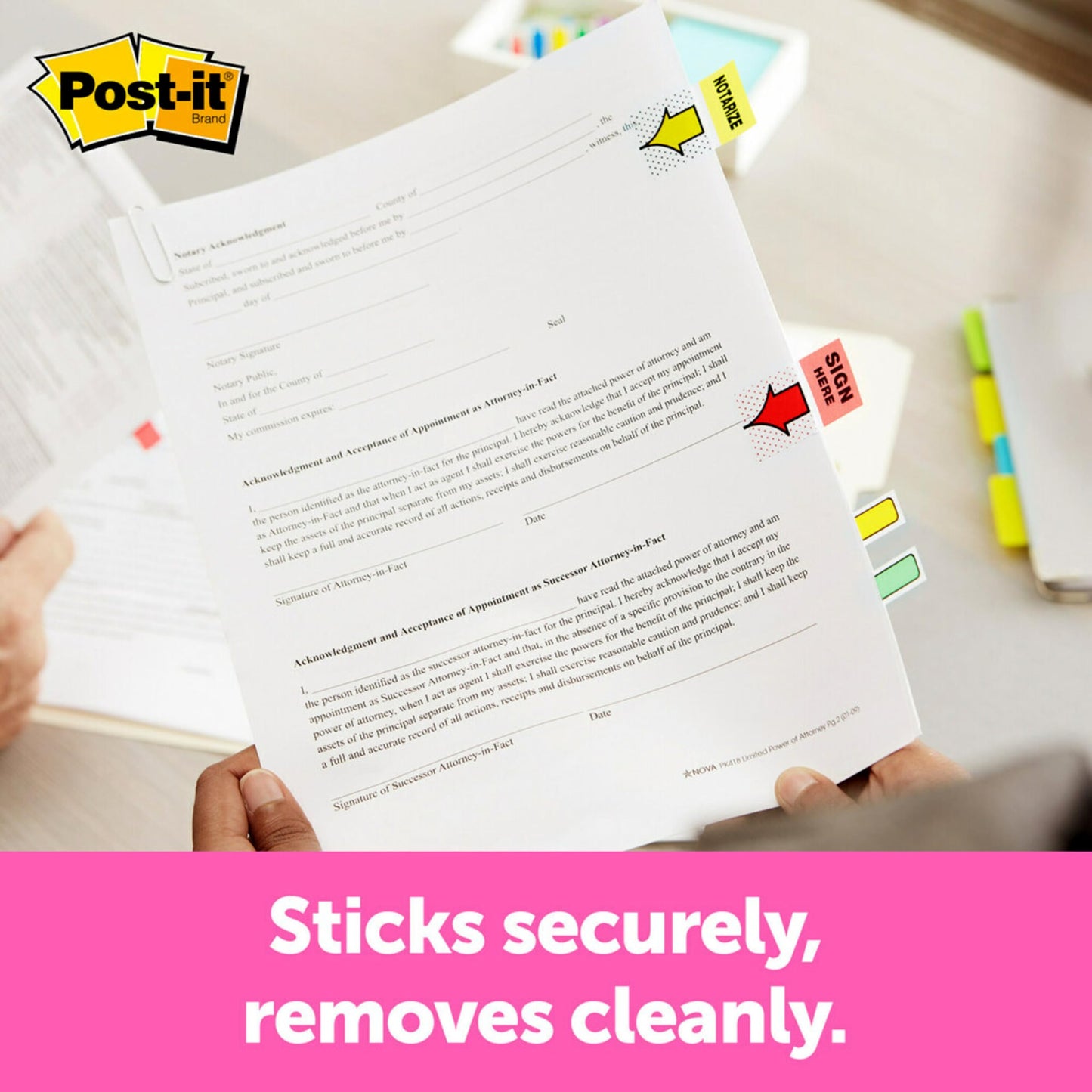Post-it Message Flags, "Sign Here", 50/Dispenser, 2 Dispensers/Pack, 1 in Wide, Yellow (680-SH2)