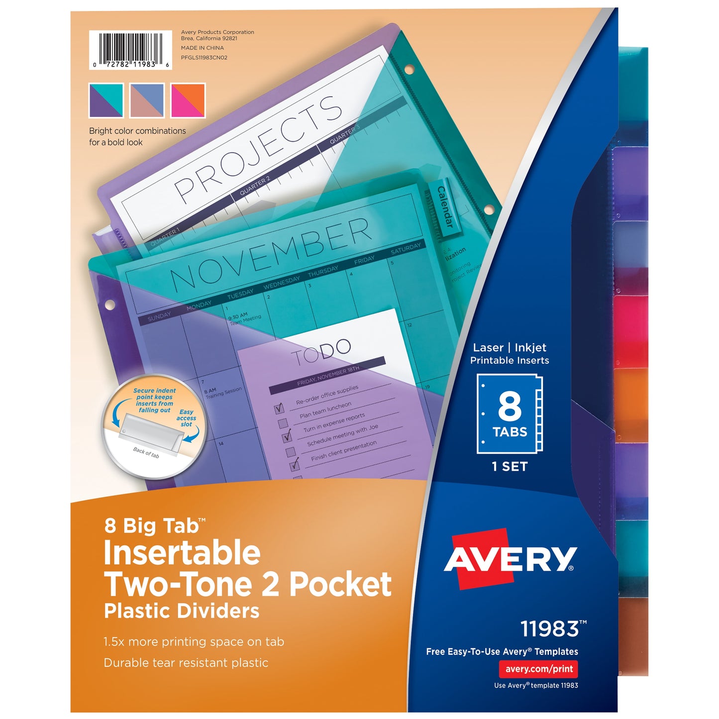 Avery Big Tab 2-Pocket Dividers, 8-Tab, Two-Tone (11983)