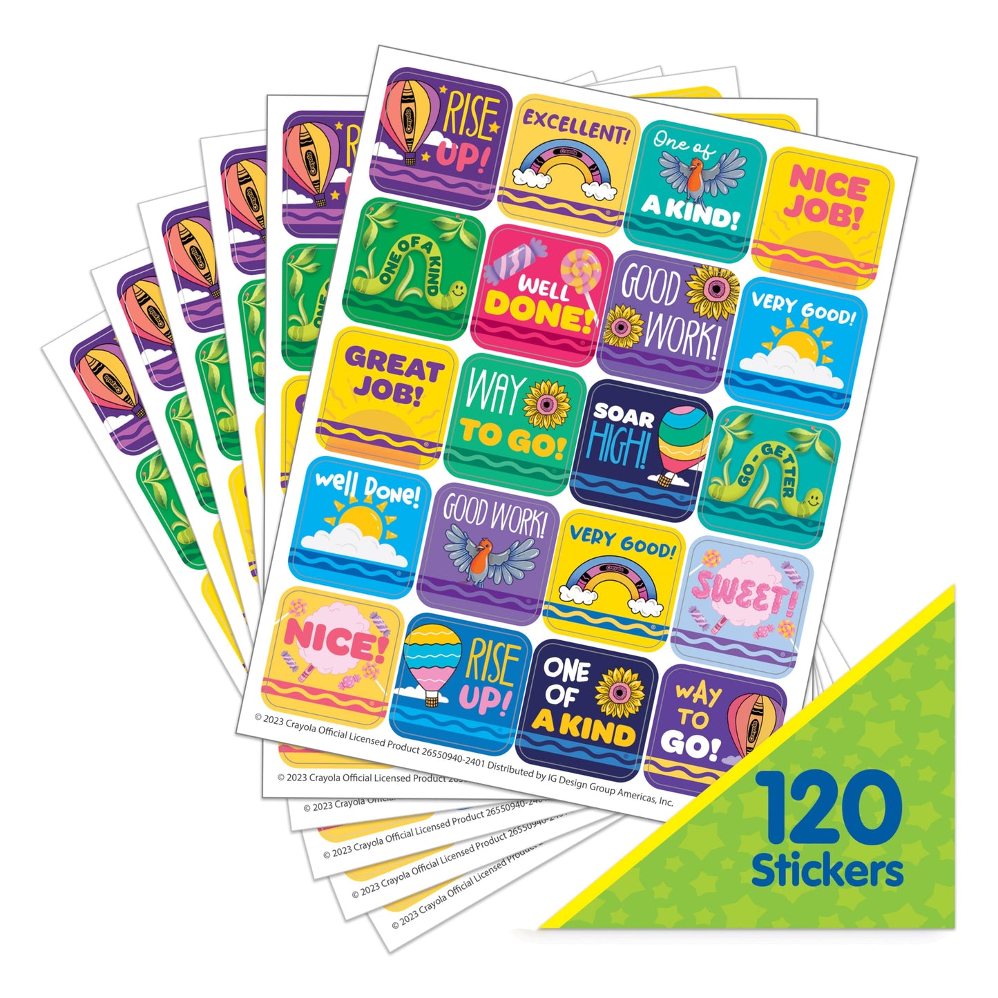Eureka Crayola Colors of Kindness Stickers for Kids and Teachers, Multicolor, 120 Pieces