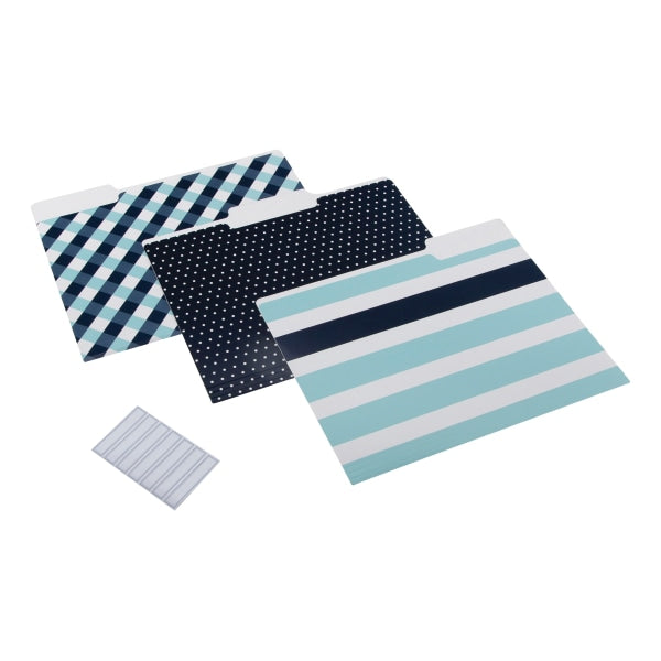 See Jane Work� File Folders, Letter Size, Blue/Navy/White, Pack Of 6