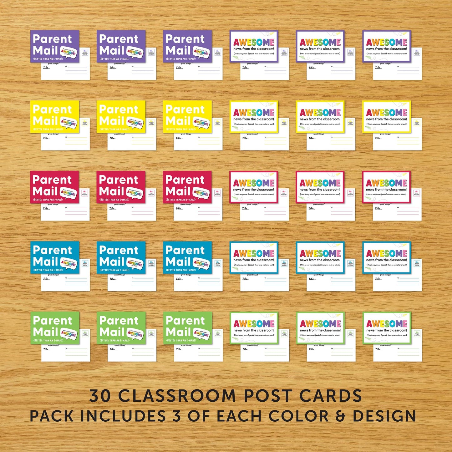 Astrobrights® Parent Postcards, Pre-K to Grade 5, 4" x 6", Multicolor, Pack of 30