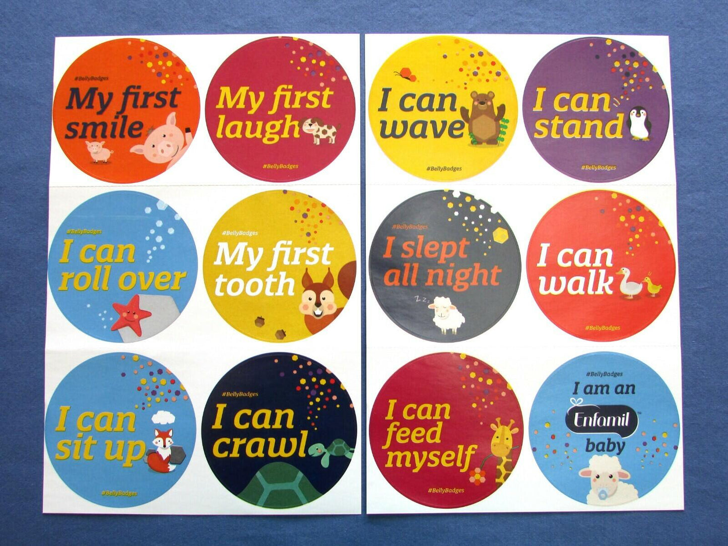 BABY BELLY BADGES "Milestone Stickers" Enfamil Family Beginnings (LOT-12) (NEW)