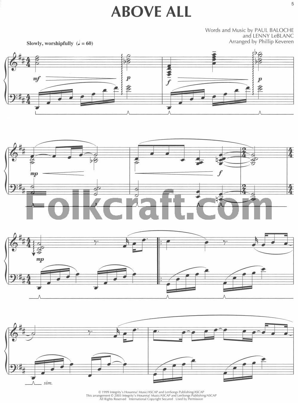 Above All: arr. Phillip Keveren The Phillip Keveren Series Piano Solo