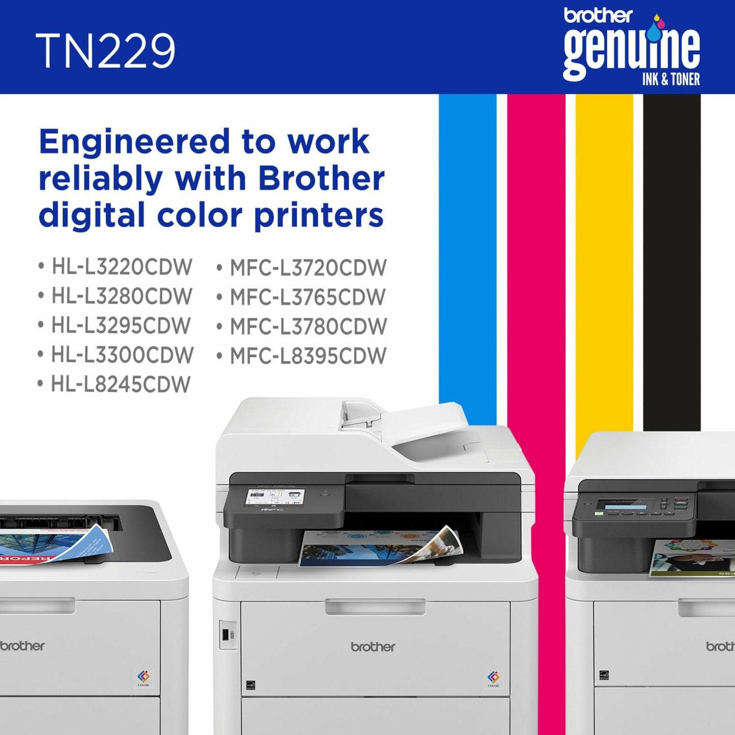 Brother Genuine TN229M Magenta Standard Yield Printer Toner Cartridge - Print up to 1,200 Pages(1)
