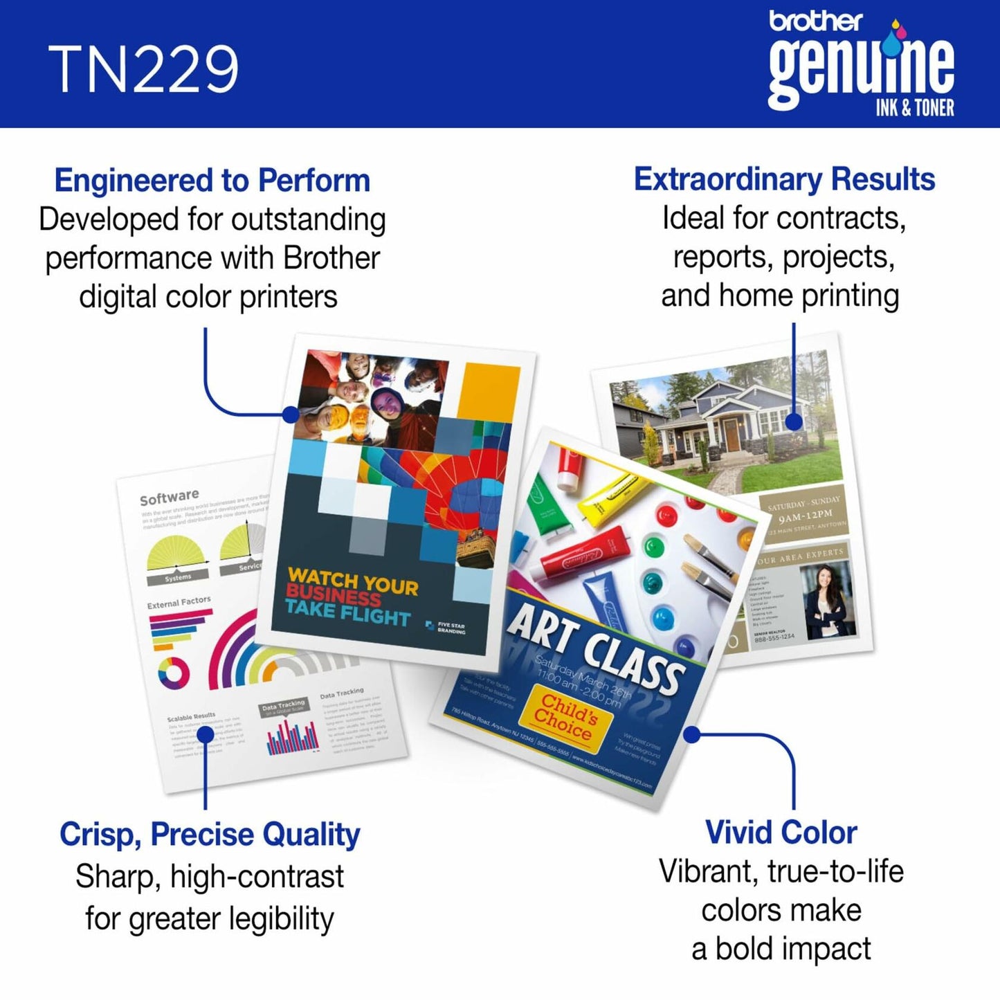 Brother Genuine TN229M Magenta Standard Yield Printer Toner Cartridge - Print up to 1,200 Pages(1)