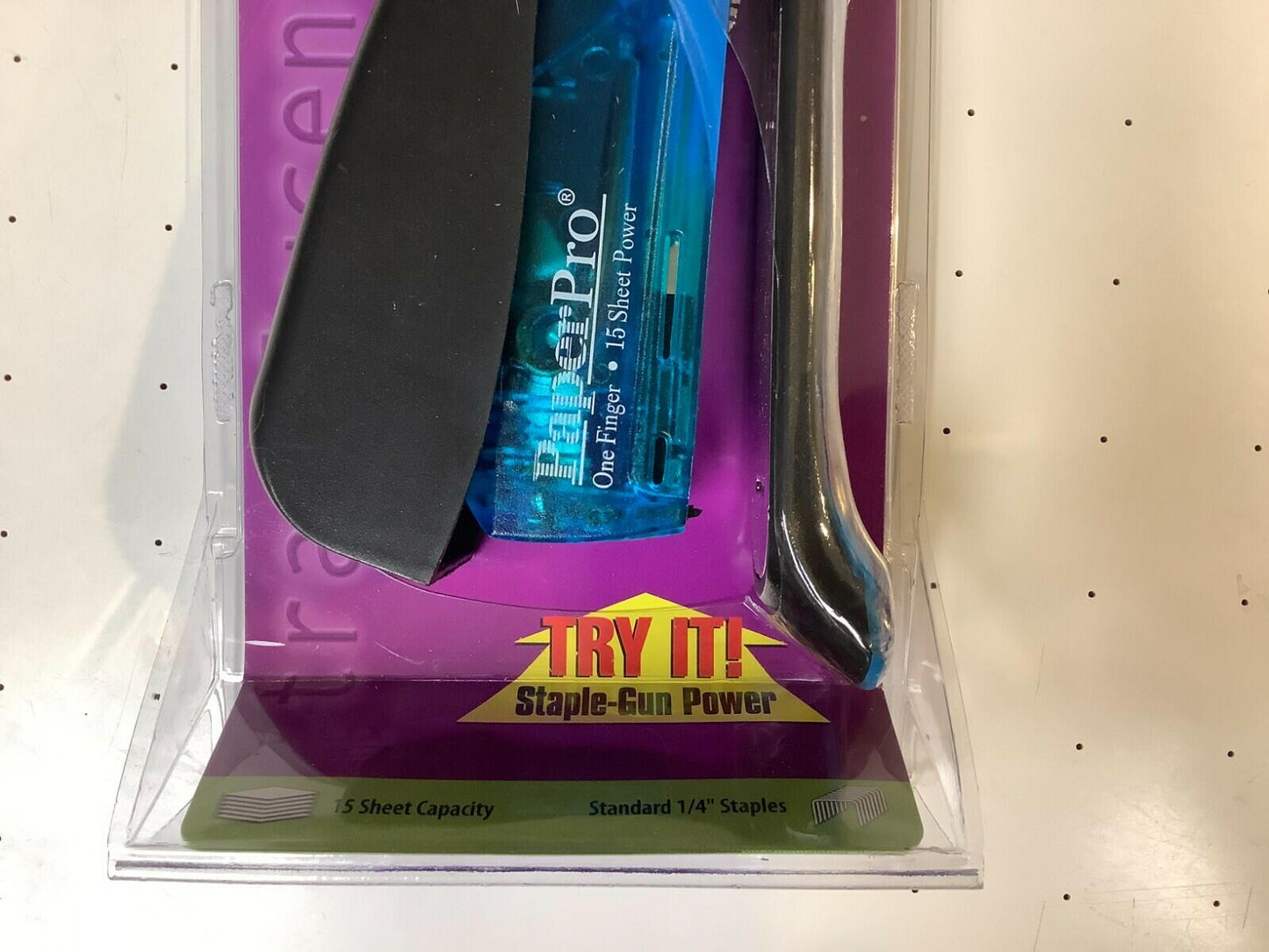 Paper Pro Compact Stapler 15 Sheet, One Finger Stapling BLACK BLUE - OPEN BOX