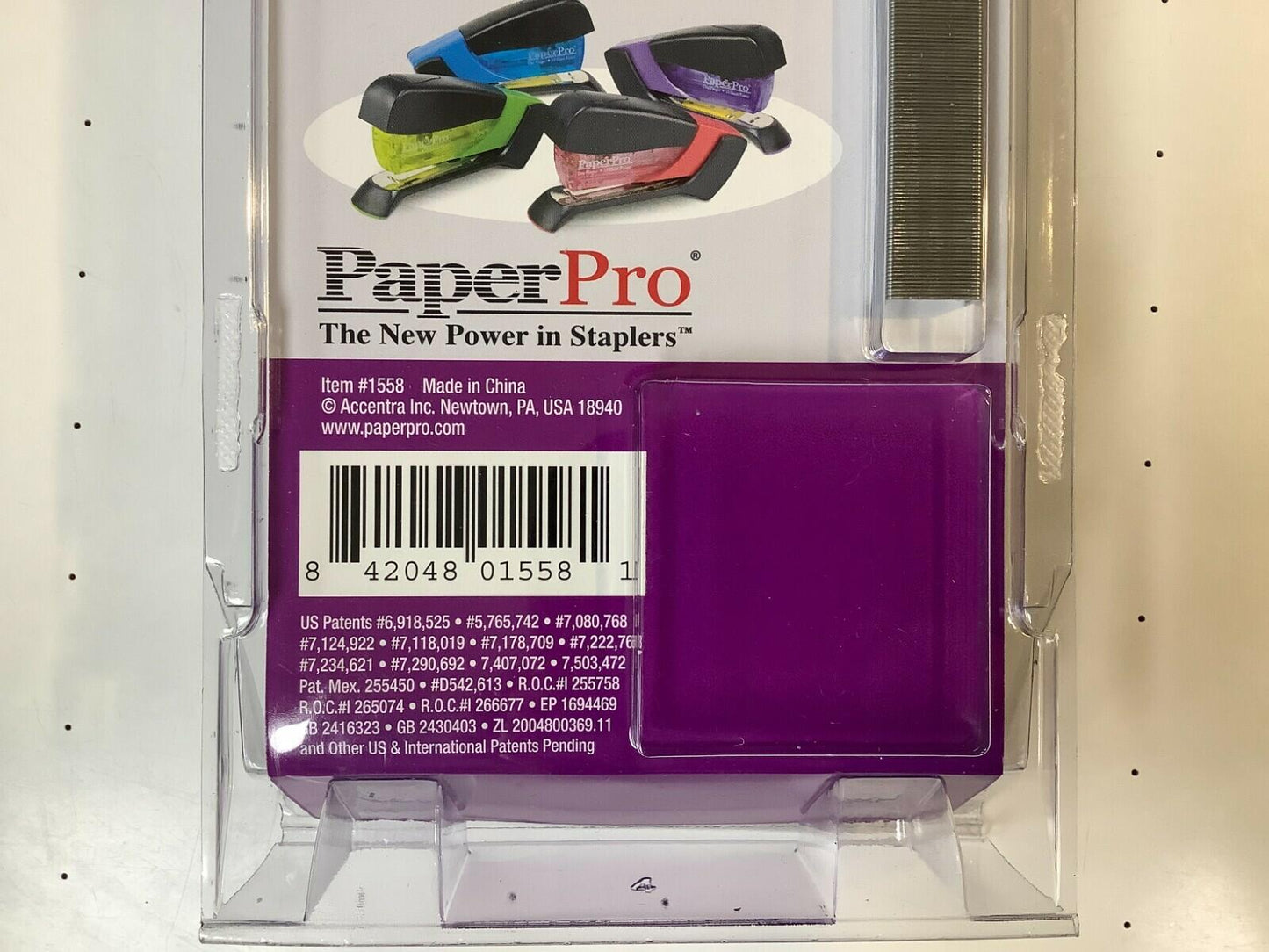 Paper Pro Compact Stapler 15 Sheet, One Finger Stapling BLACK BLUE - OPEN BOX