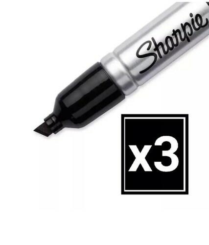 Sharpie KING SIZE Permanent Marker Large Chisel Tip (LOT OF 3) Brand New Black