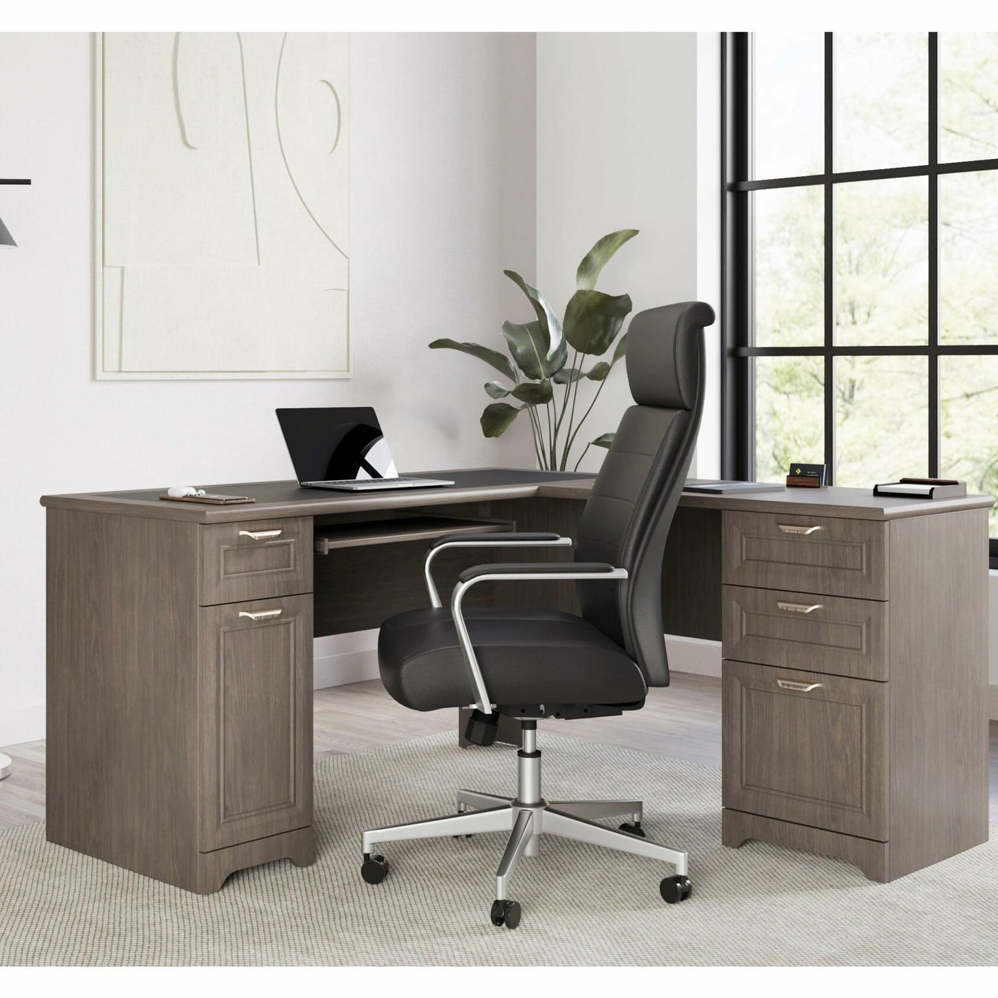 Realspace® Magellan 59"W L-Shape Corner Computer Desk, Gray