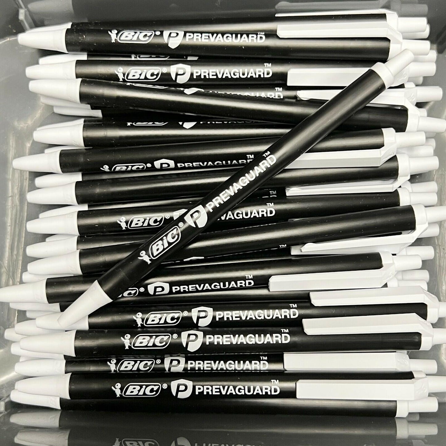 25 BIC Prevaguard Clic Stic Ballpoint Pens 1.0mm Medium Point BLACK NEW