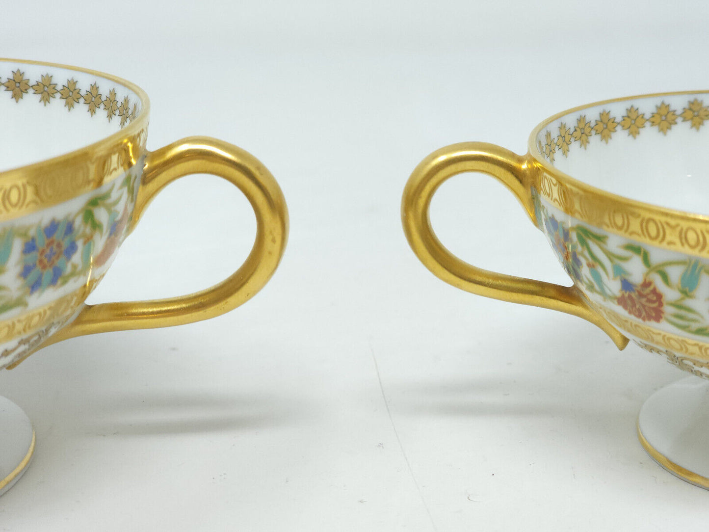 Haviland & Co. Limoges France White & Gold Design Tea Cups - 2 SIZES