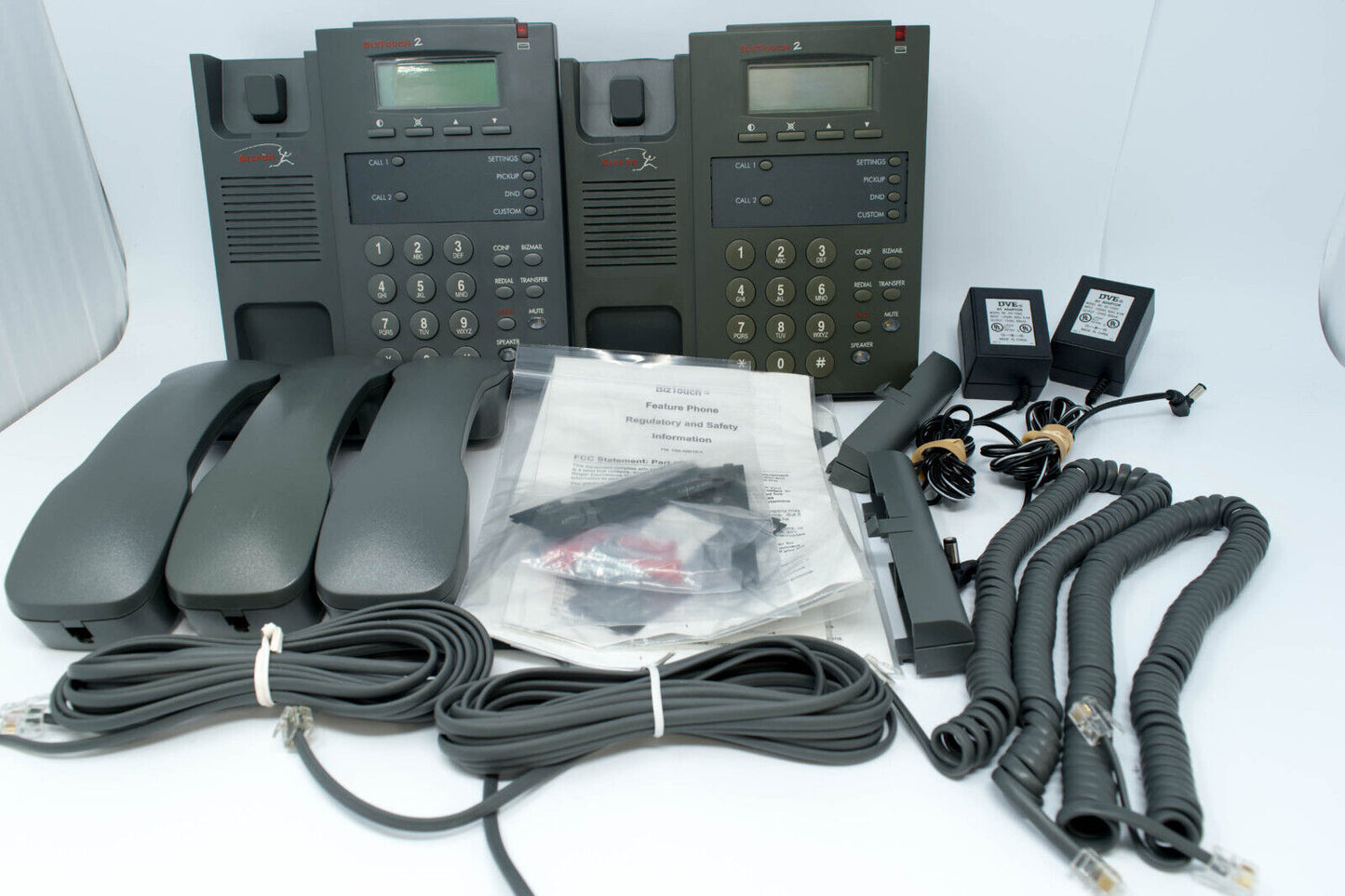 Bizfon BT2 2- Line Corded Display Feature Phone Grey Pre-Owned Lot Of 2