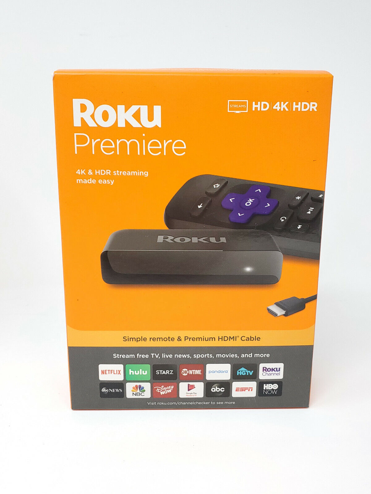 Roku Premiere 4K/HDR/HD Streaming Player with IR Remote and HDMI Cable 3920R-NEW