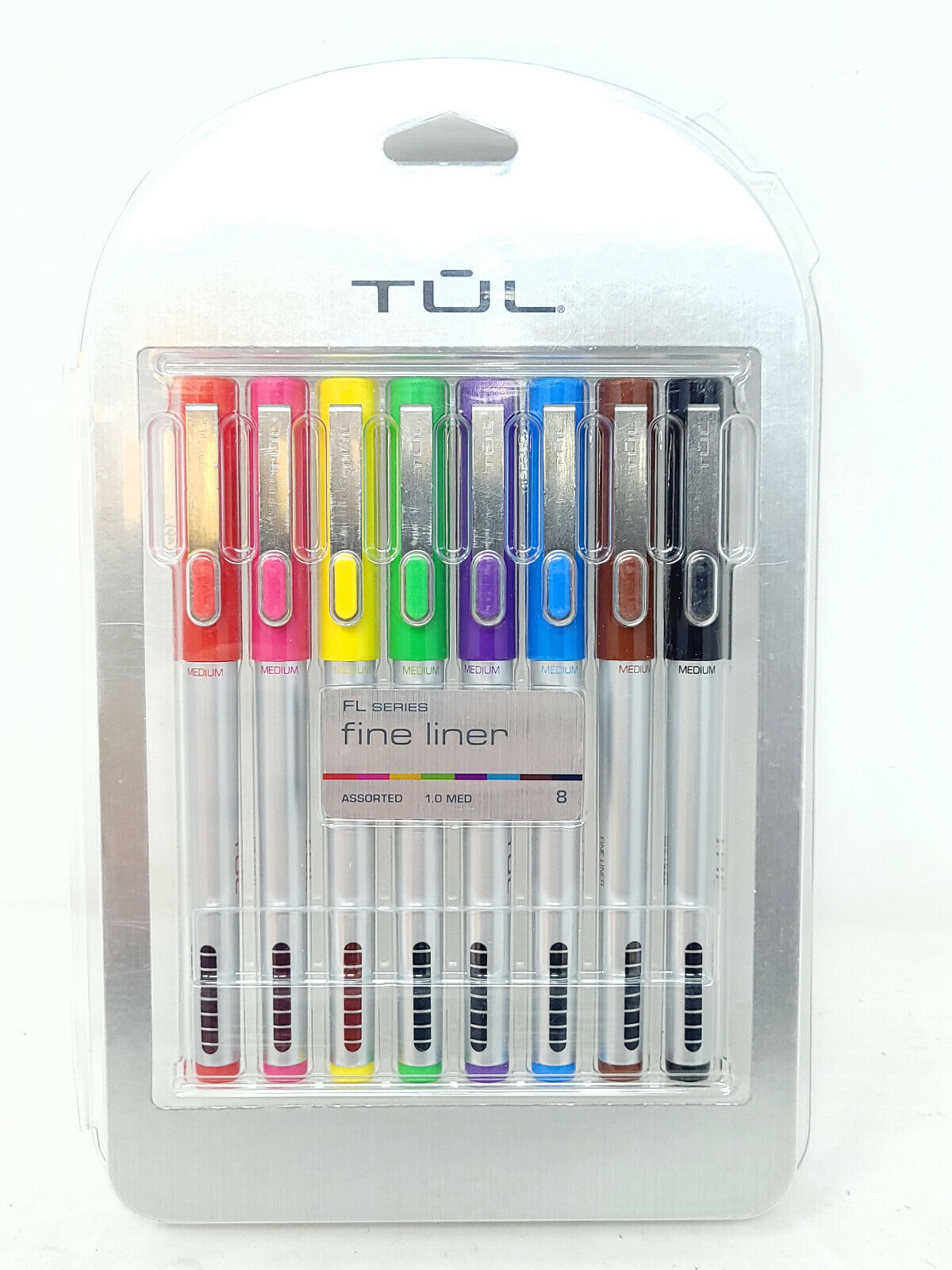 TUL Fine Liner Felt-Tip Pens, Fine Point, 1.0 mm, Assorted Inks, 8 Pack - NEW