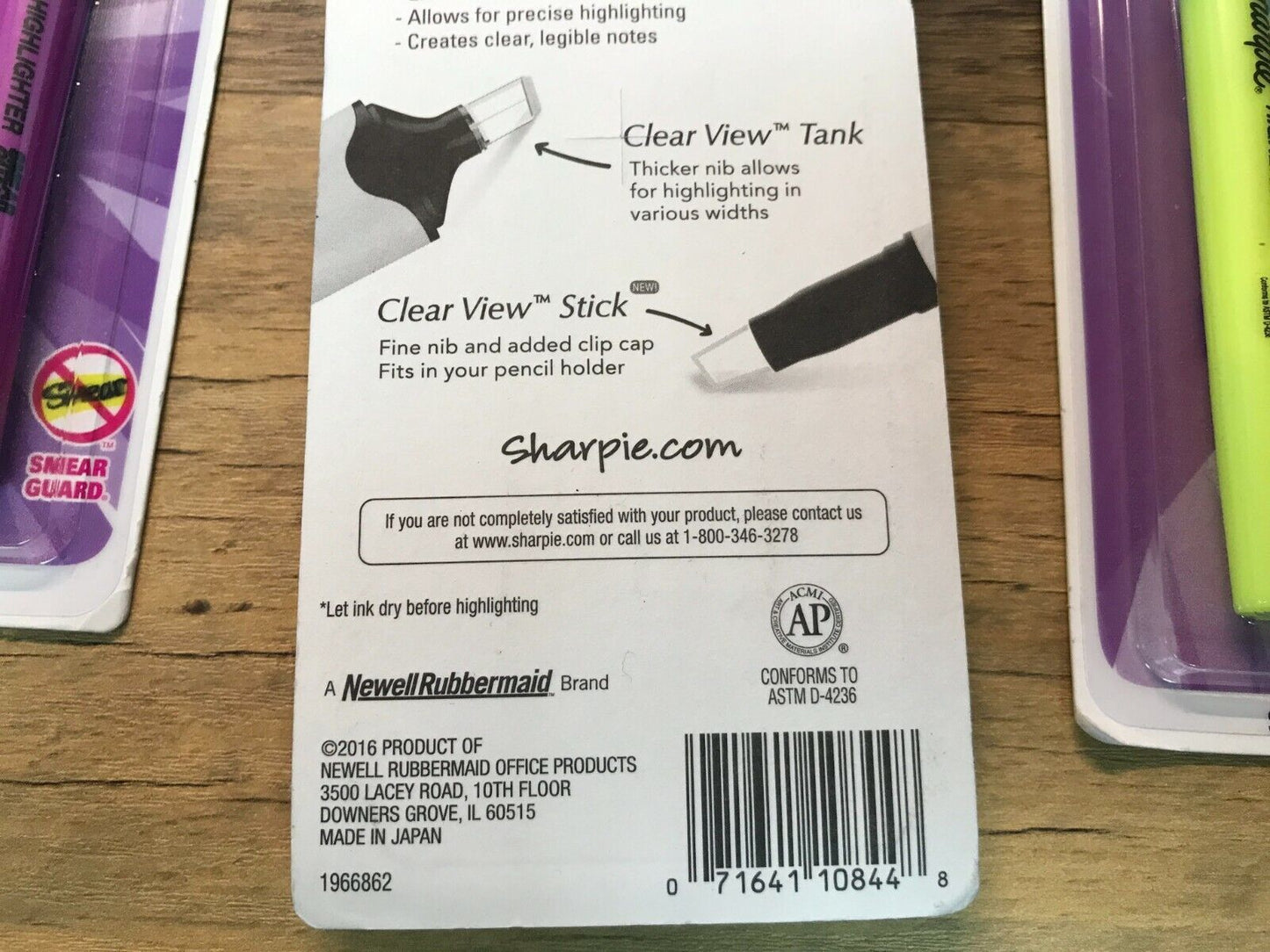 Lot of 4x Sharpie Clear View Stick Highlighters 3/Pkg-Yellow, Blue & Purple -NEW
