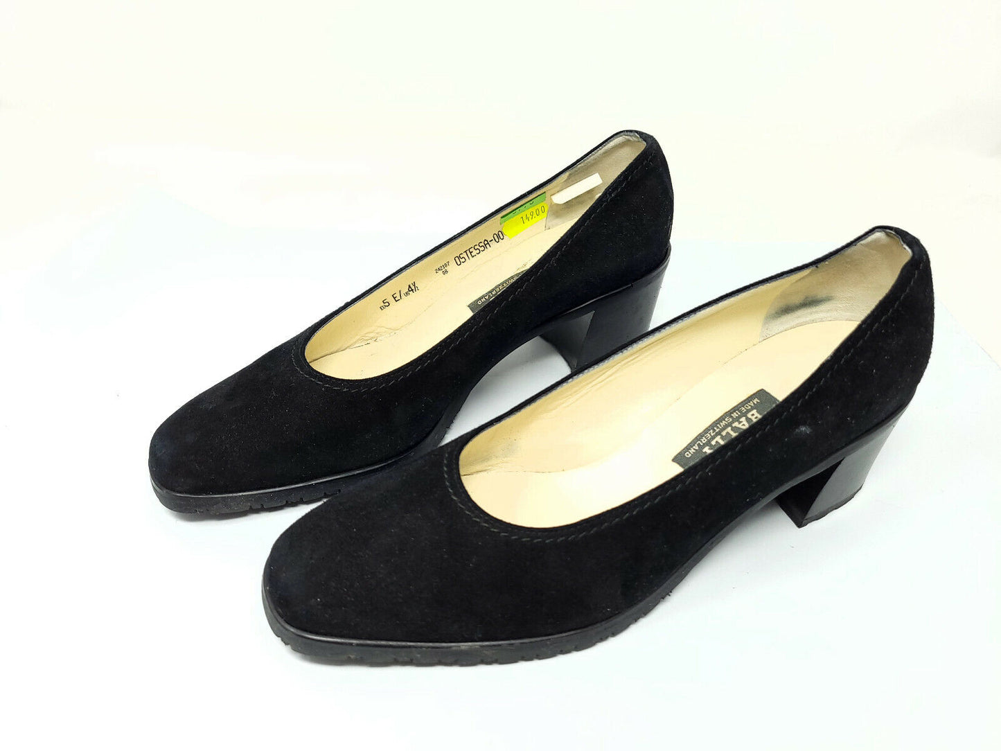 BALLY Bellezza Ostessa Block Heel Black Suede - Women Sz 4.5 -Lite Wear READ 7.5