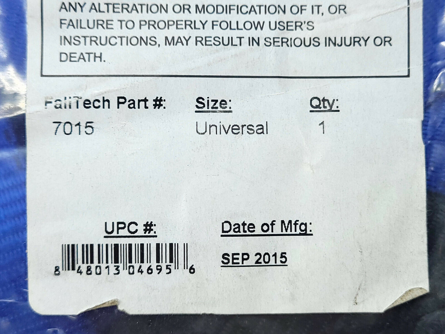 Falltech 7015 - Universal Lift Fall Protection Kit - Mfg: 09/2015 - New