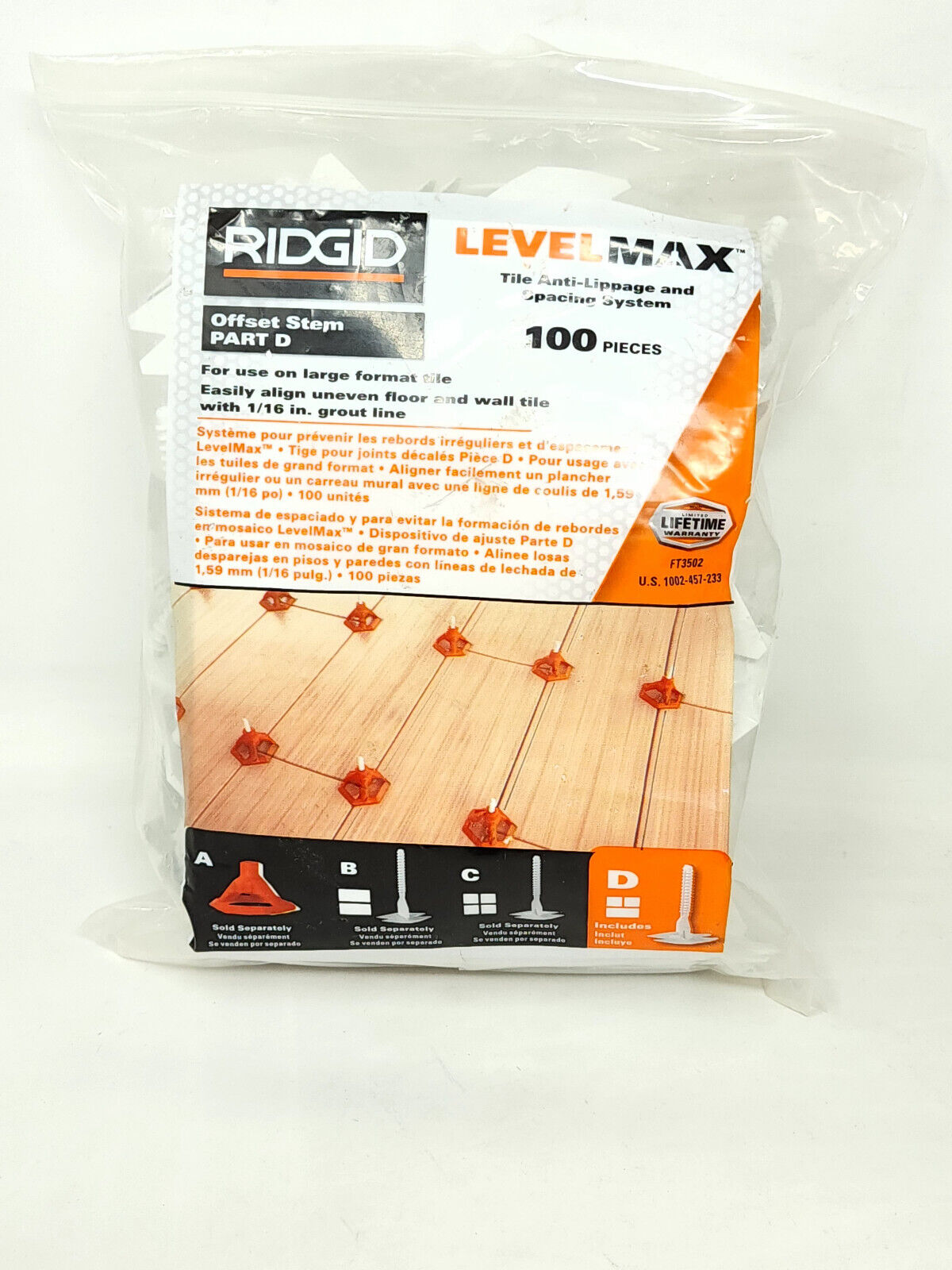 10pks Rigid LevelMax Anti-Lippage & Spacing System Flat Stem PART B,C,D - READ
