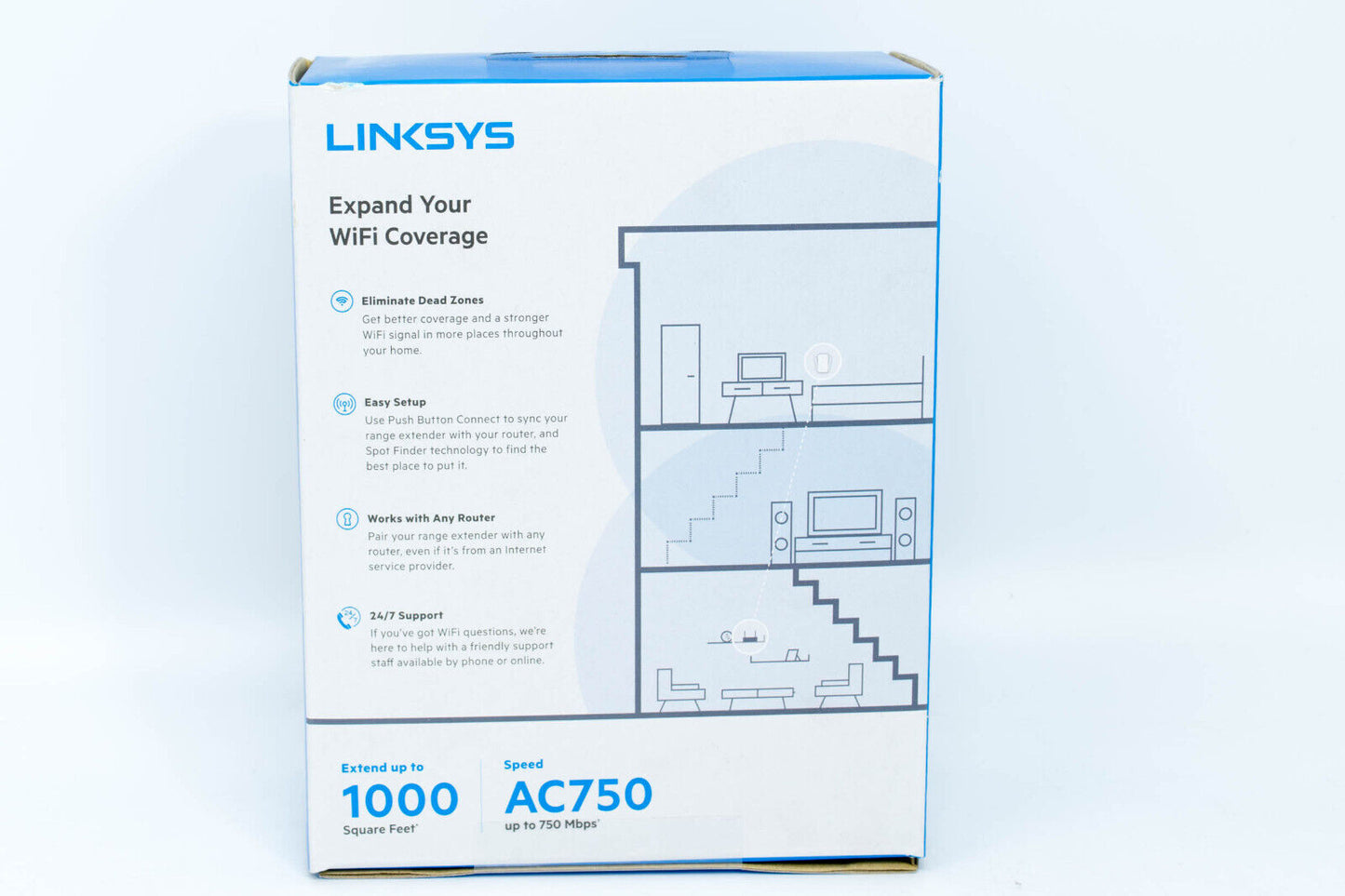 Linksys AC750 Boost Dual-Band Wi-Fi Gigabit Range Extender Model RE6300 - NEW
