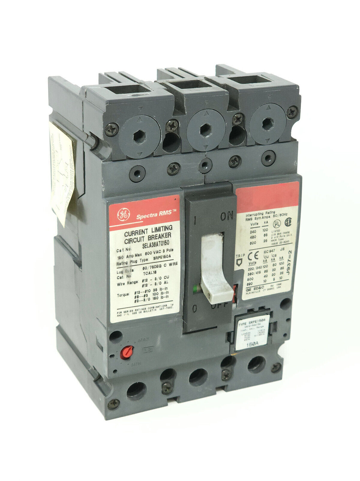 General Electric SELA36AT0150 3-P 150A Spectra 65kAIC 480V Circuit Breaker- READ