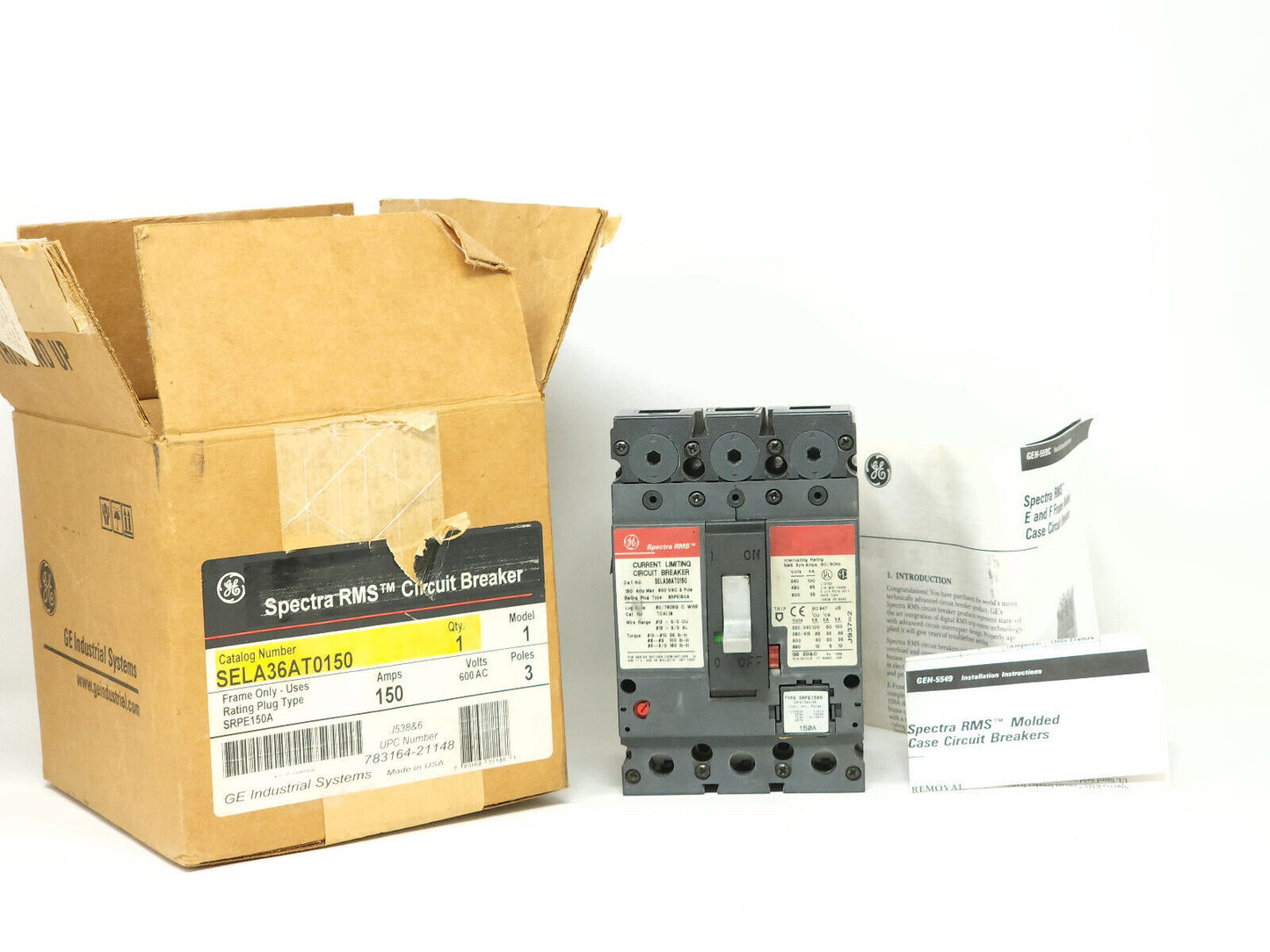 General Electric SELA36AT0150 3-P 150A Spectra 65kAIC 480V Circuit Breaker- READ