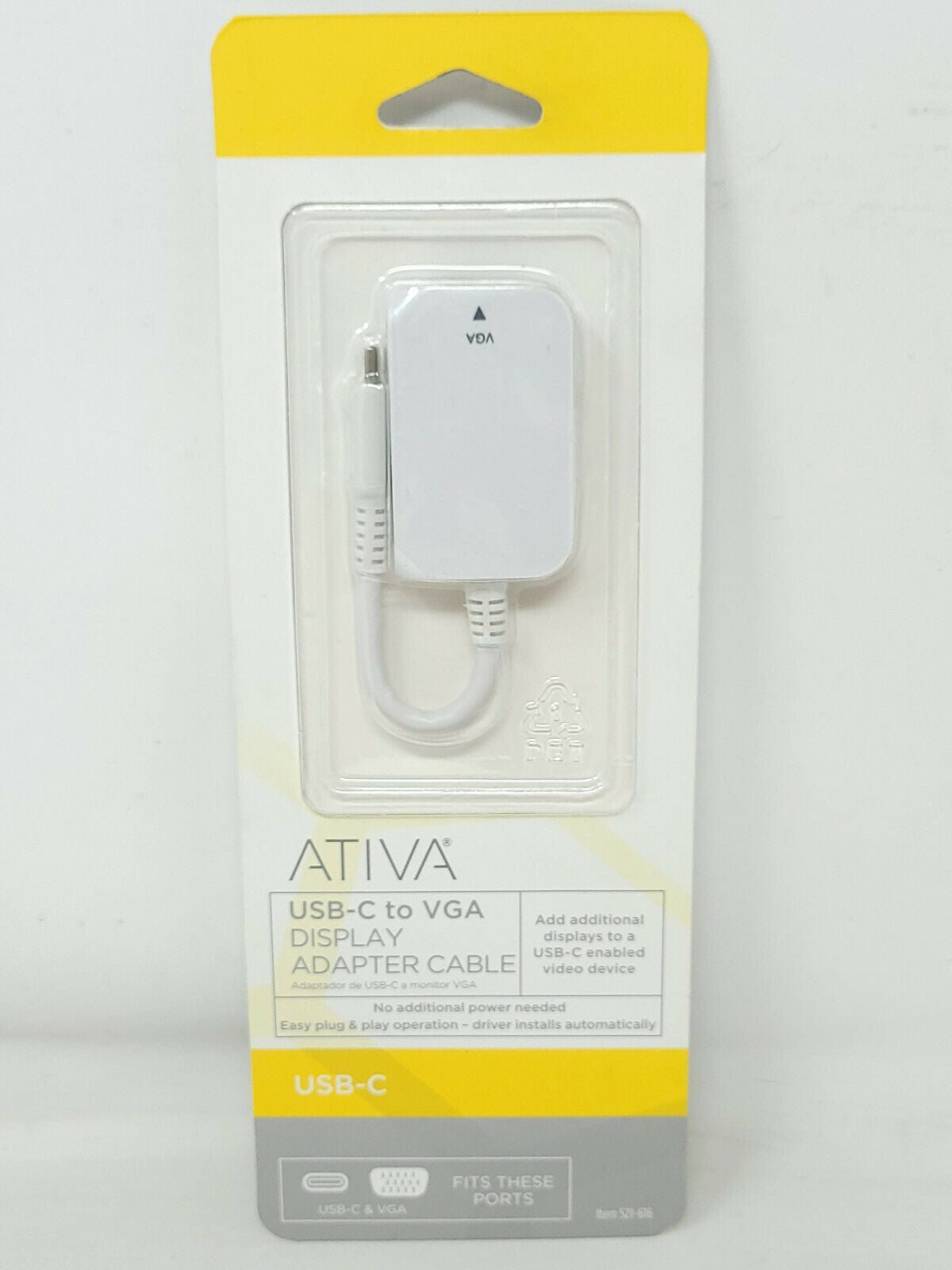 Ativa USB-C to VGA Display Adapter Cable 521-616 - New in box