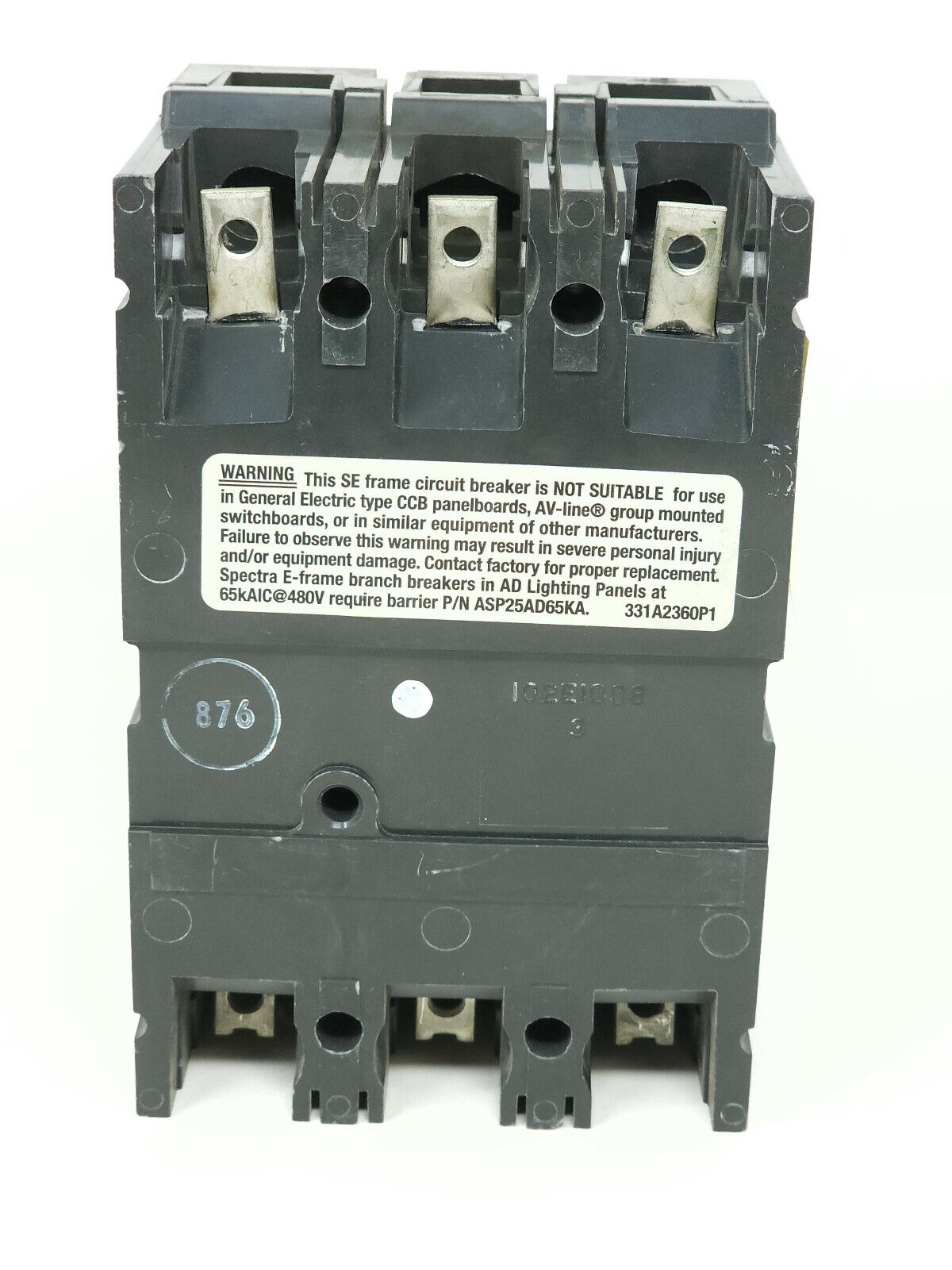 General Electric SELA36AT0150 3-P 150A Spectra 65kAIC 480V Circuit Breaker- READ