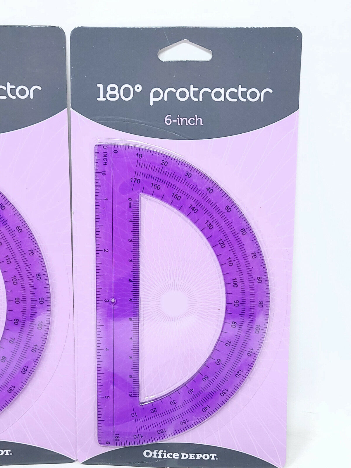 Lot Of 5 Office Depot 6-inch 180 Degree Protractor Item #713-585 A1 - Purple