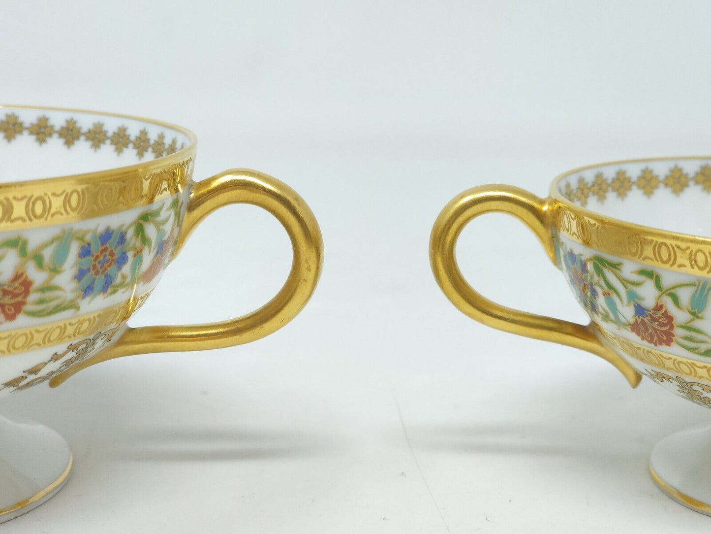 Haviland & Co. Limoges France White & Gold Design Tea Cups - 2 SIZES