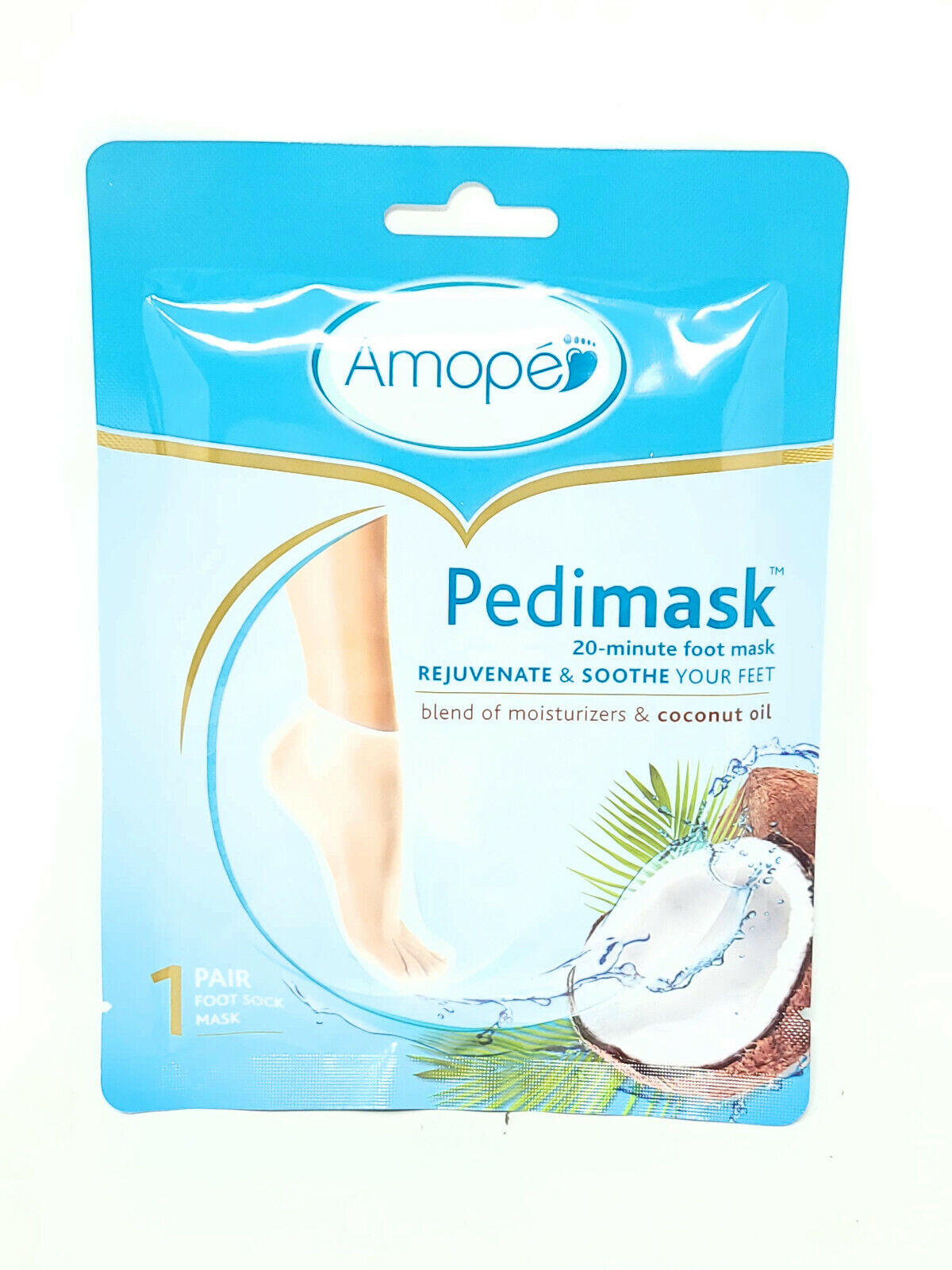 Amope Pedimask 4 Pair Foot Sock Mask (L3) With Moisturizers and Coconut Oil READ