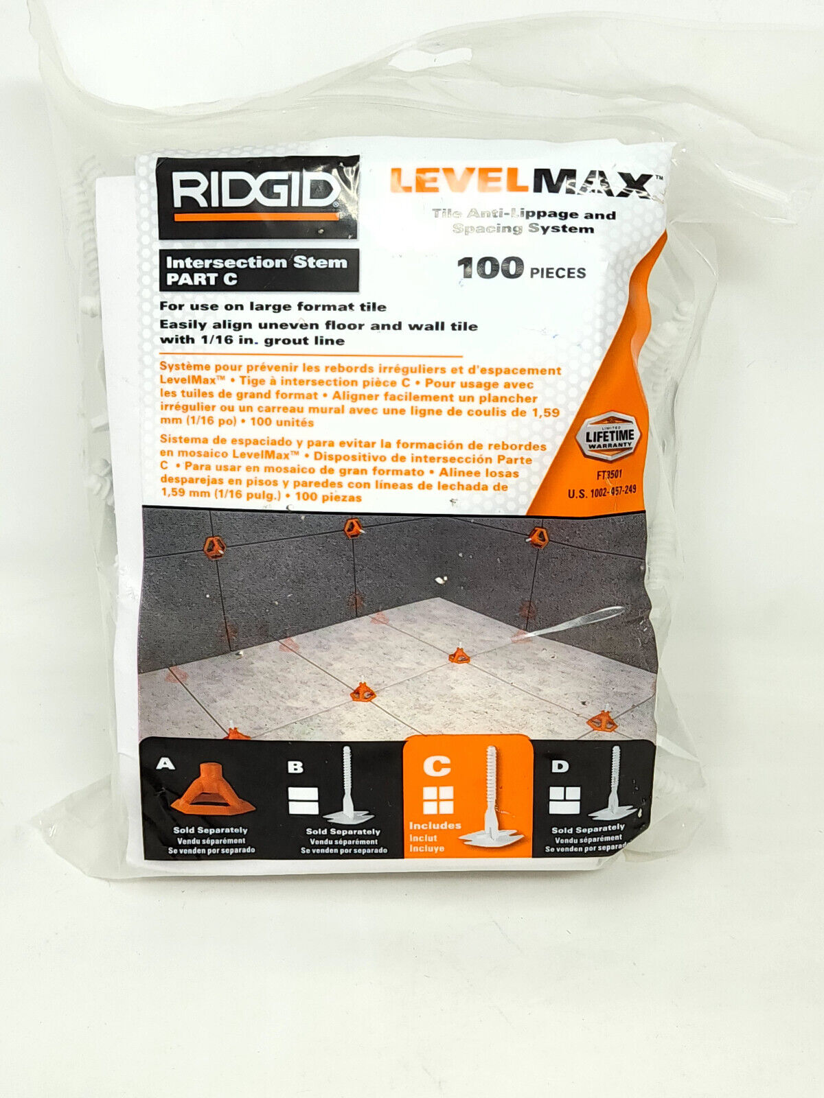 10pks Rigid LevelMax Anti-Lippage & Spacing System Flat Stem PART B,C,D - READ