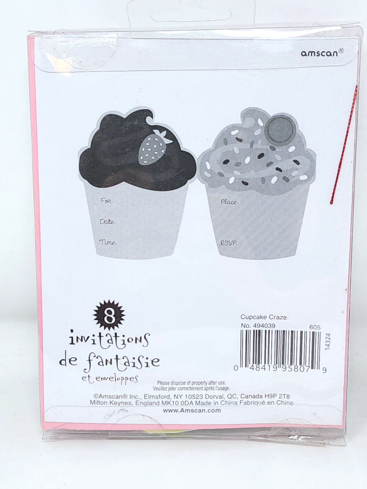 16 PACK Cards & ENVELOPES INVITATIONS - Blank - 5" x 6.5" - Cupcake- NEW
