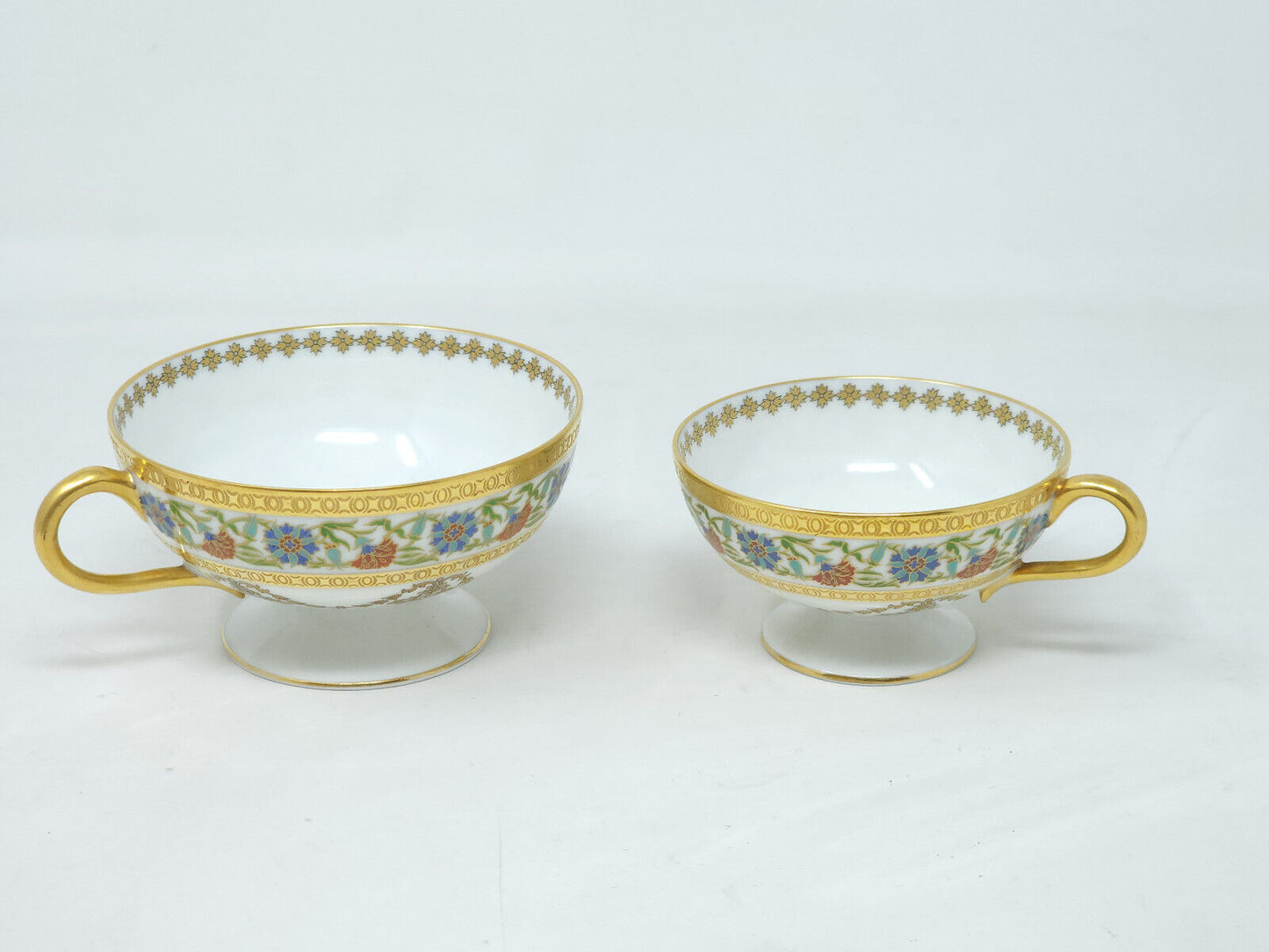 Haviland & Co. Limoges France White & Gold Design Tea Cups - 2 SIZES