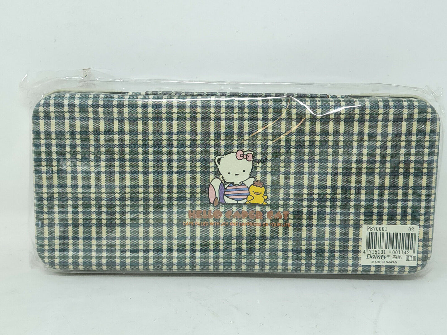 DAINTY VTG 80's HELLO CAPER CAT - Metal pencil case - 4" x 8" - NEW OLD STOCK