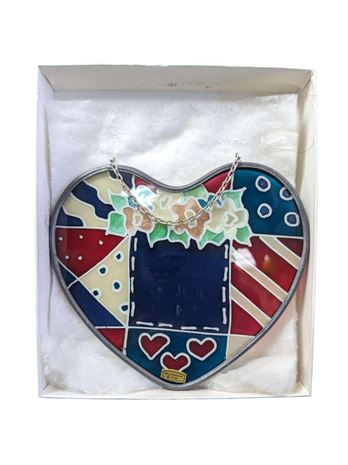 Beautiful stained glass heart-"Love is the thread in the patchwork of life."-New