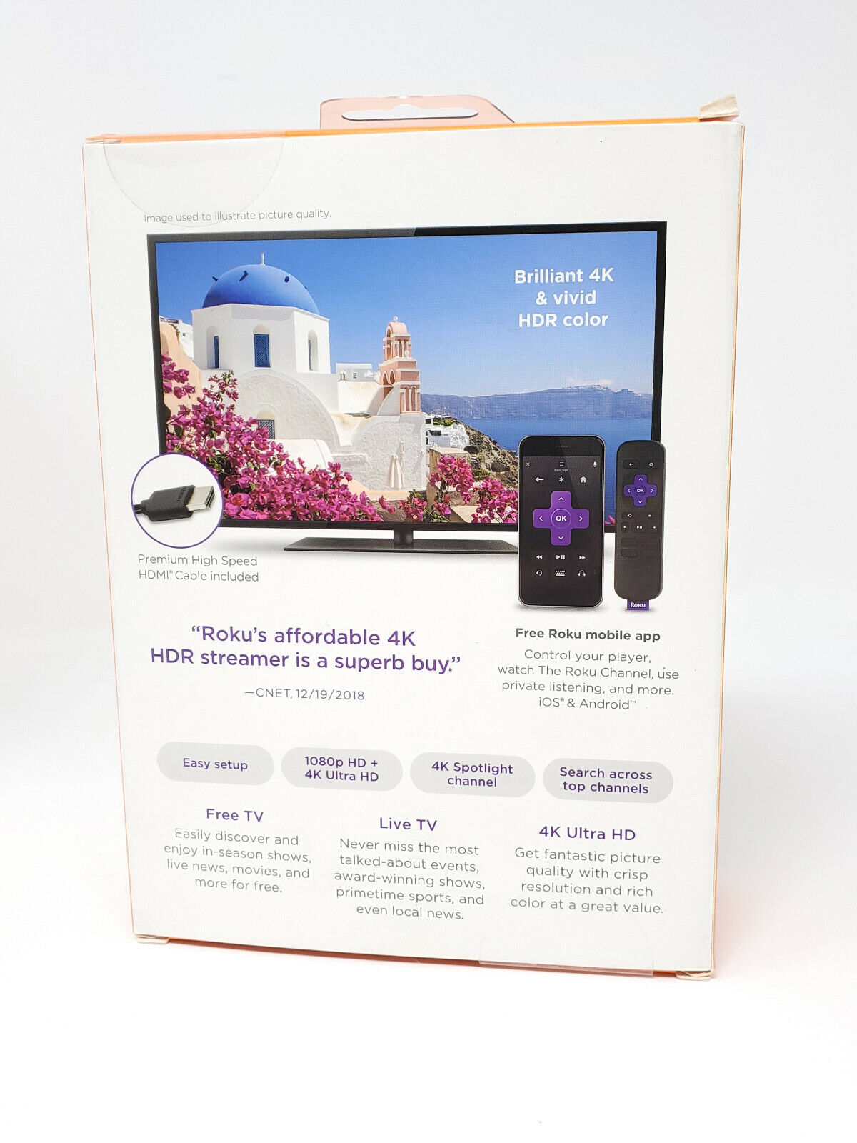 Roku Premiere 4K/HDR/HD Streaming Player with IR Remote and HDMI Cable 3920R-NEW