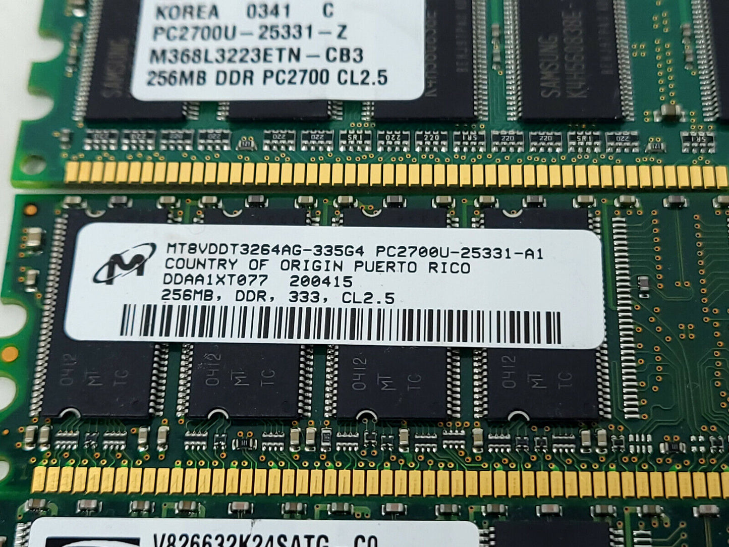 LOT OF 8 Assorted Desktop RAM NON-ECC DDR1 256MB PC2700U / 333Mhz MIXED BRANDS