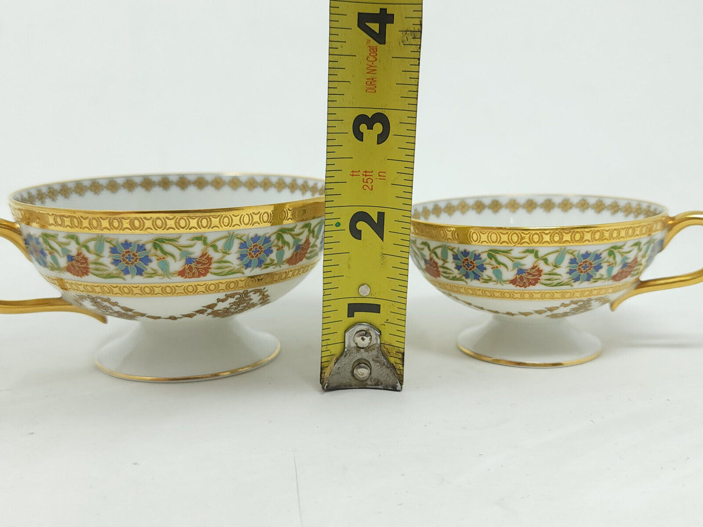 Haviland & Co. Limoges France White & Gold Design Tea Cups - 2 SIZES