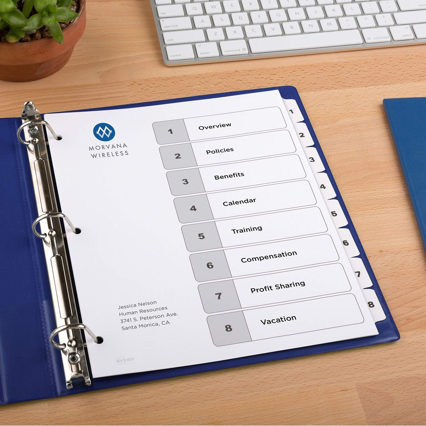 Avery 8-Tab Dividers, Table of Contents, Classic White Tabs, 1 Set (11132)